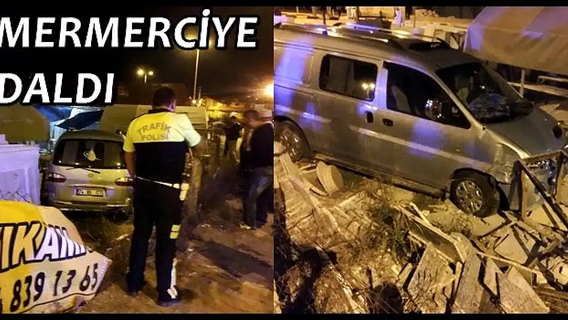 Virajı alamayan sürücü mermerciye daldı!
