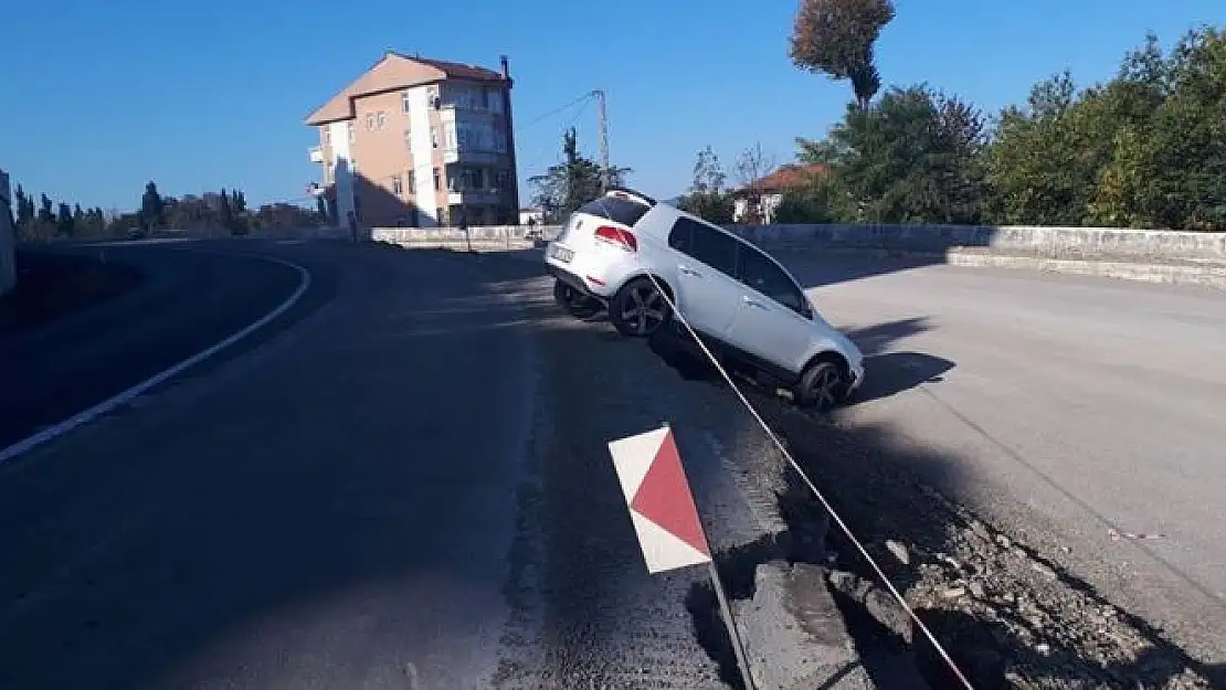 Yarım kalan yolda kaza 