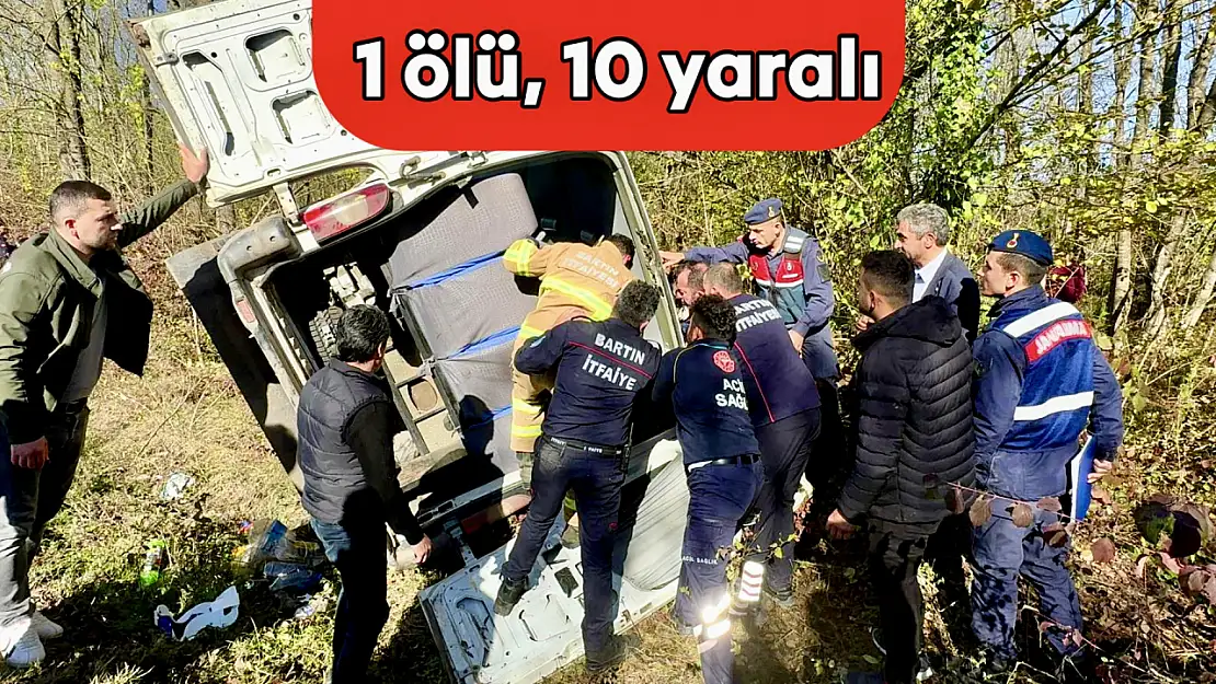 Yolcu minibüsü devrildi, 1 ölü 10 yaralı