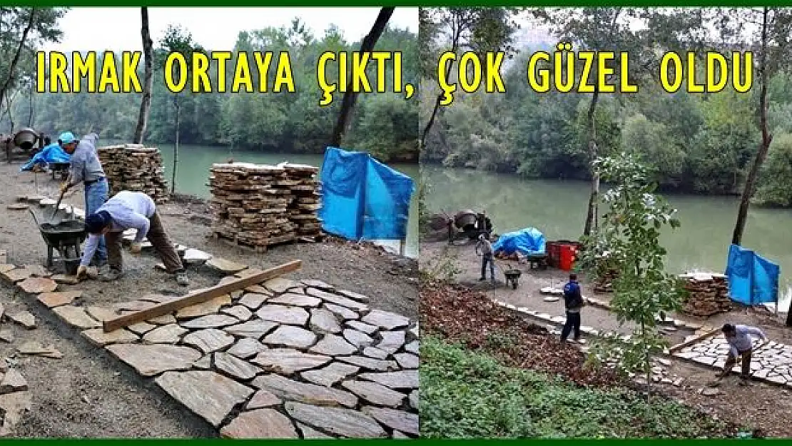 Yürüyüş yoluna kayrak taşlar döşeniyor