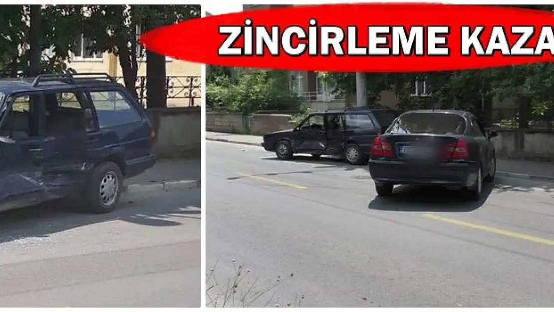 Zincirleme kaza, iki araca birden çarptı