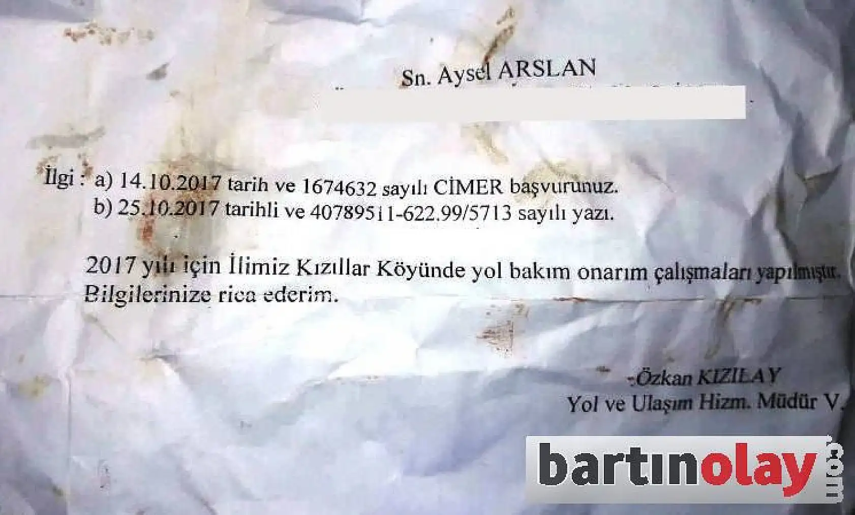 Bozuk yola şok cevap!