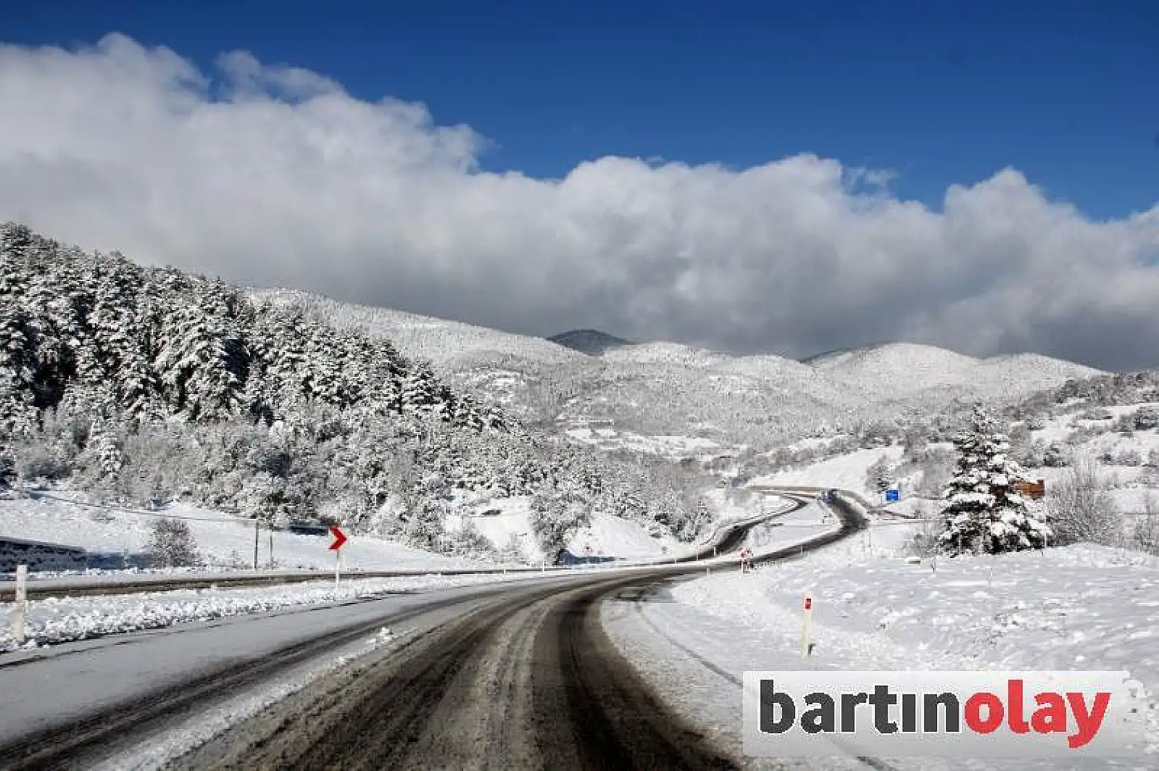 Bartın Karabük yolunda kar manzaraları
