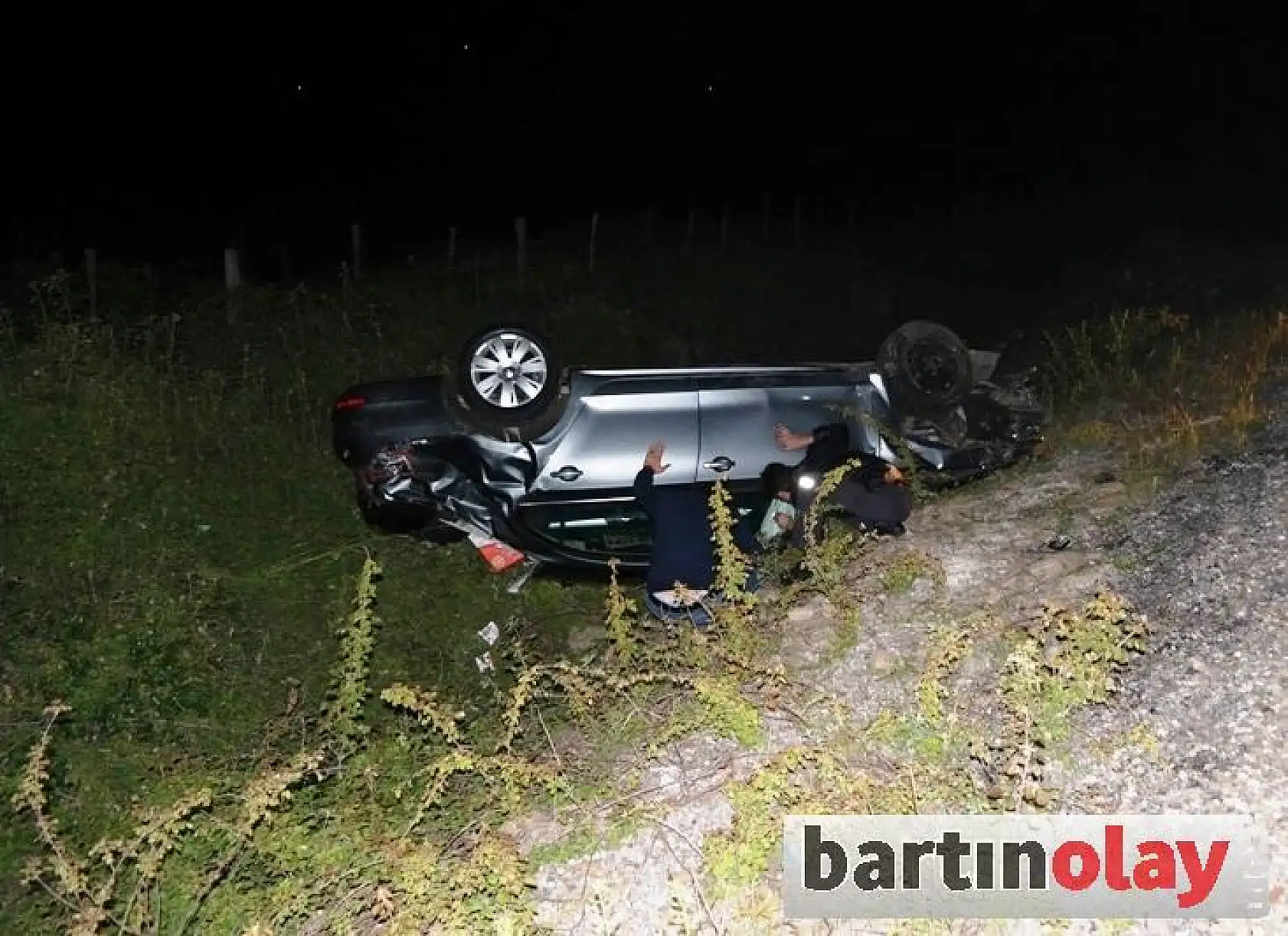 Eşeklere çarpan otomobil  takla attı, 2 yaralı