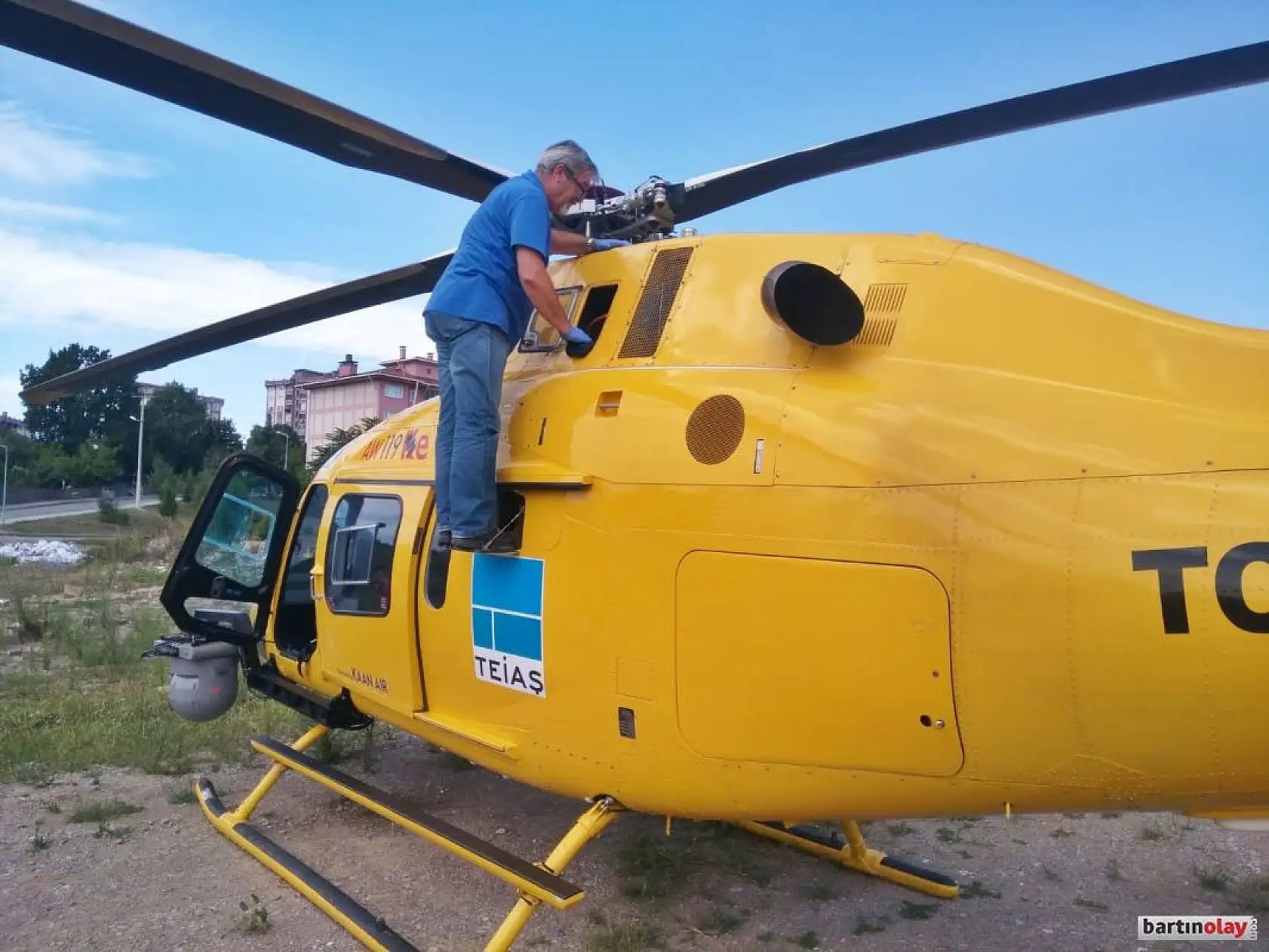 Bartın'da merak uyandıran helikopter