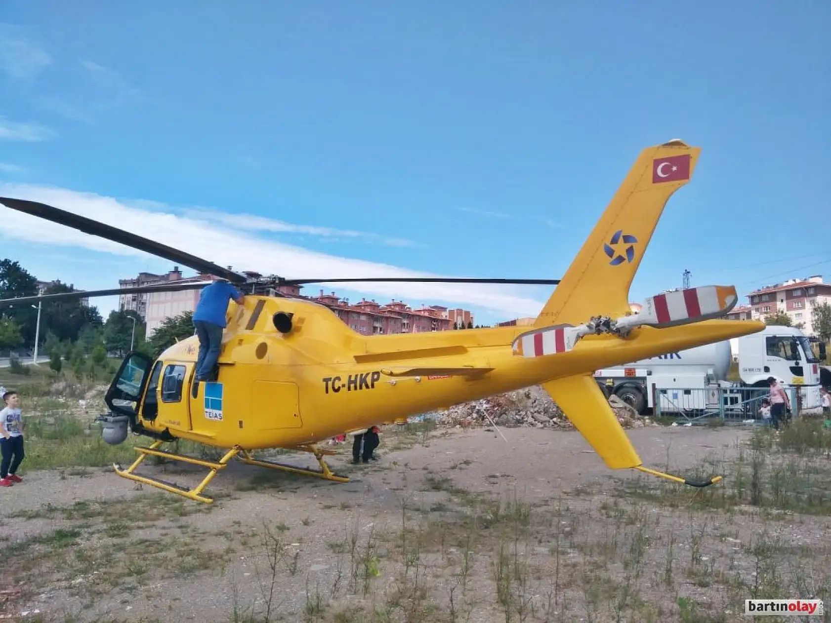 Bartın'da merak uyandıran helikopter