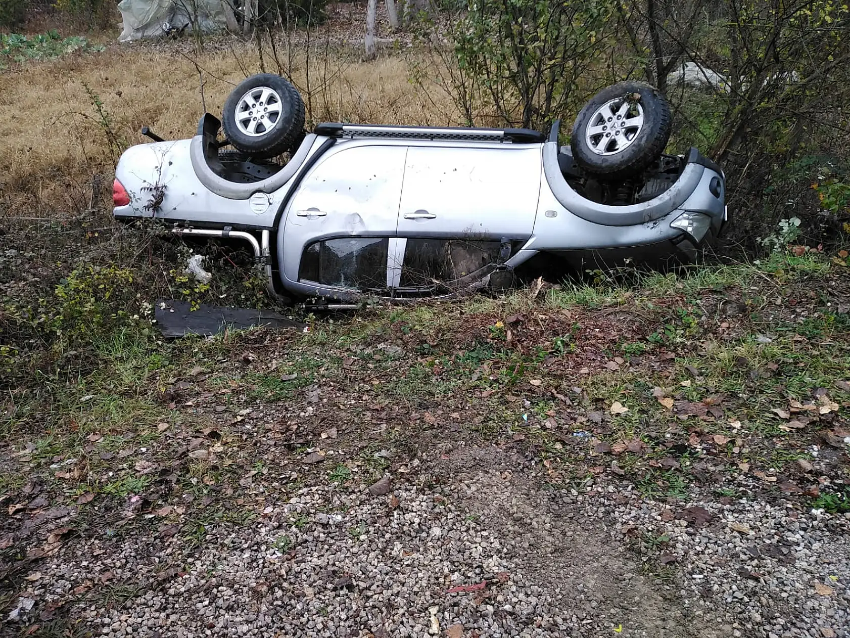 Kamyonet şarampole yuvarlandı