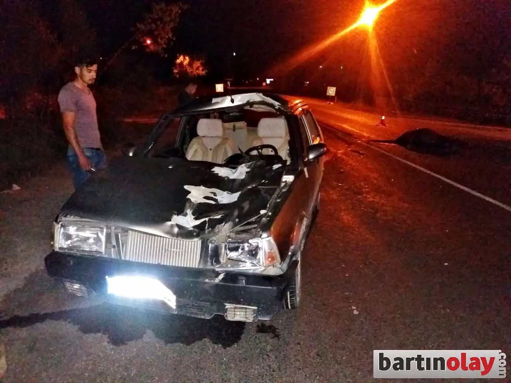 Otomobil önüne çıkan ata çarptı