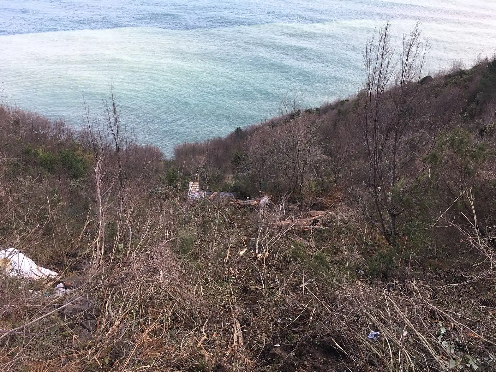 Tomruk yüklü kamyon uçuruma yuvarlandı