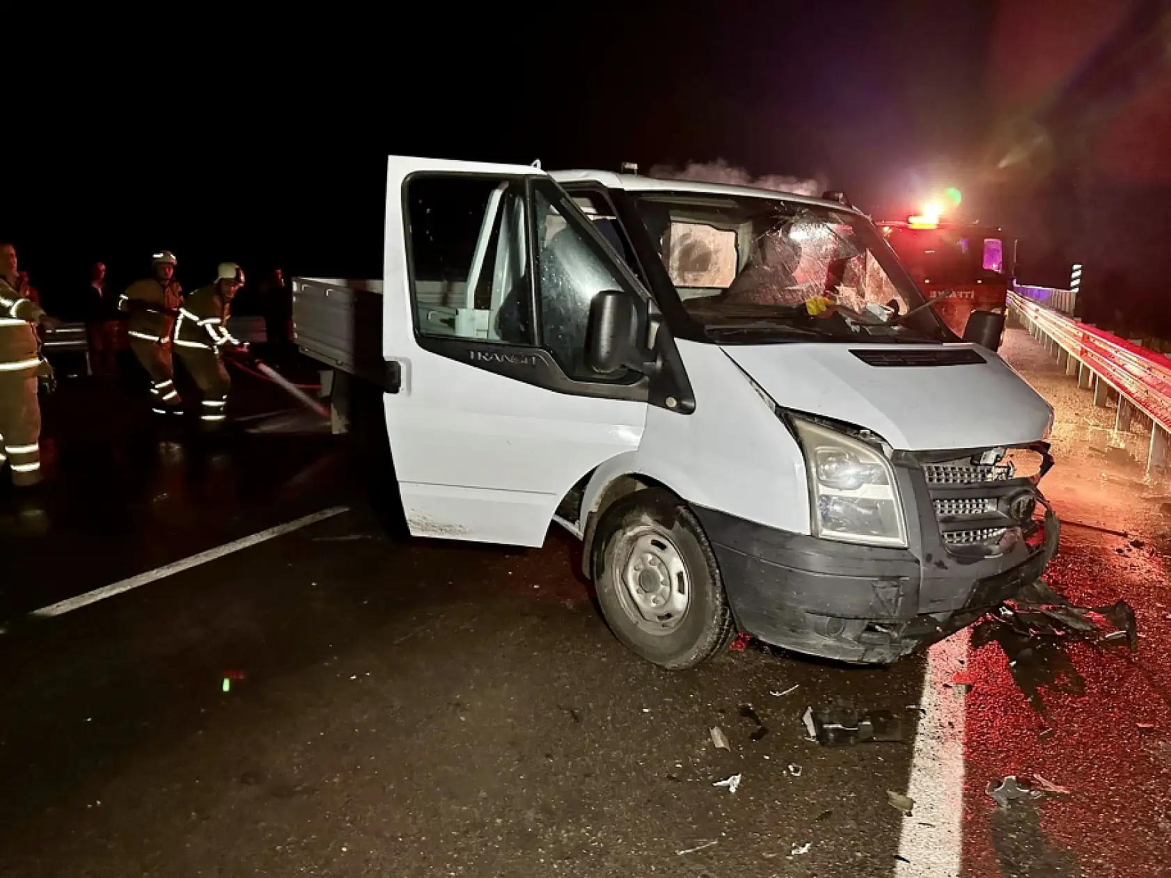 Arıt yolunda kaza sonrası yangın