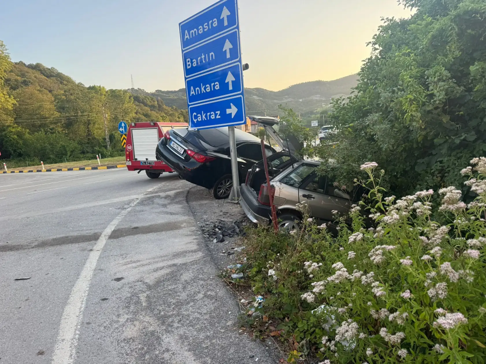 Kavşakta ilginç kaza