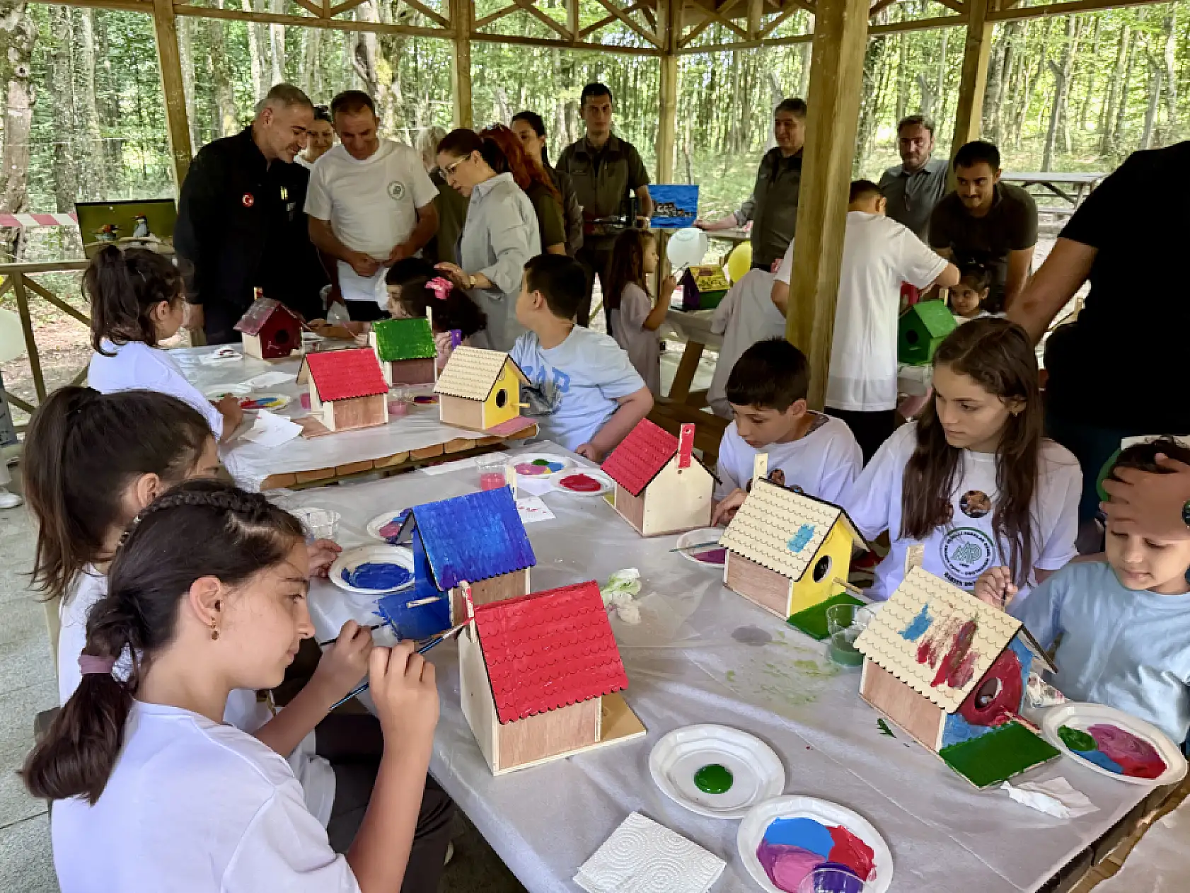 Çocuklar babaları ile kamp yaptı