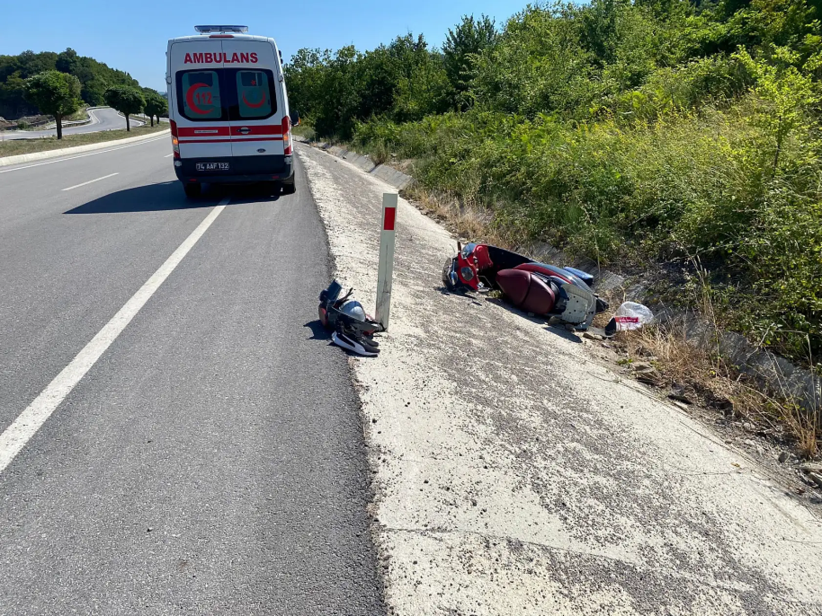 Amasra yolunda Şarampole yuvarlandı