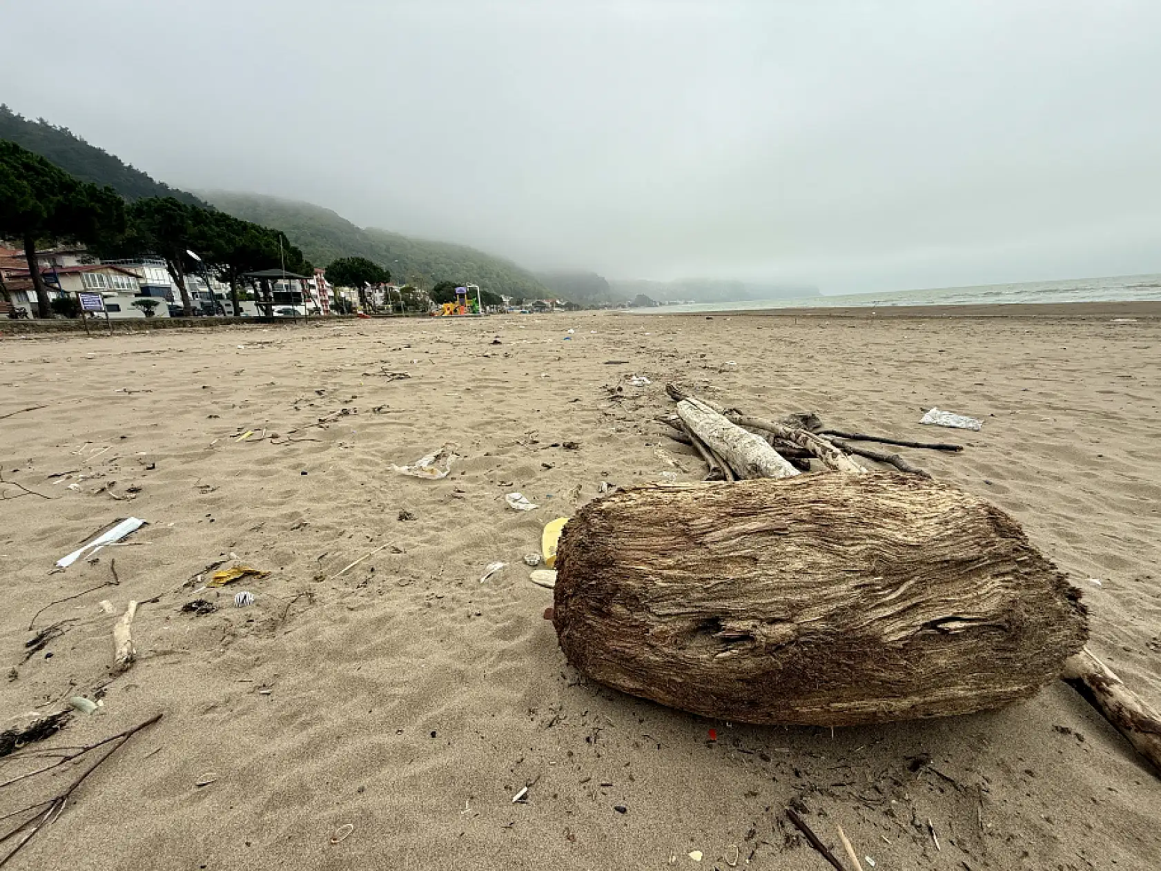 Çöpler sahile vurdu