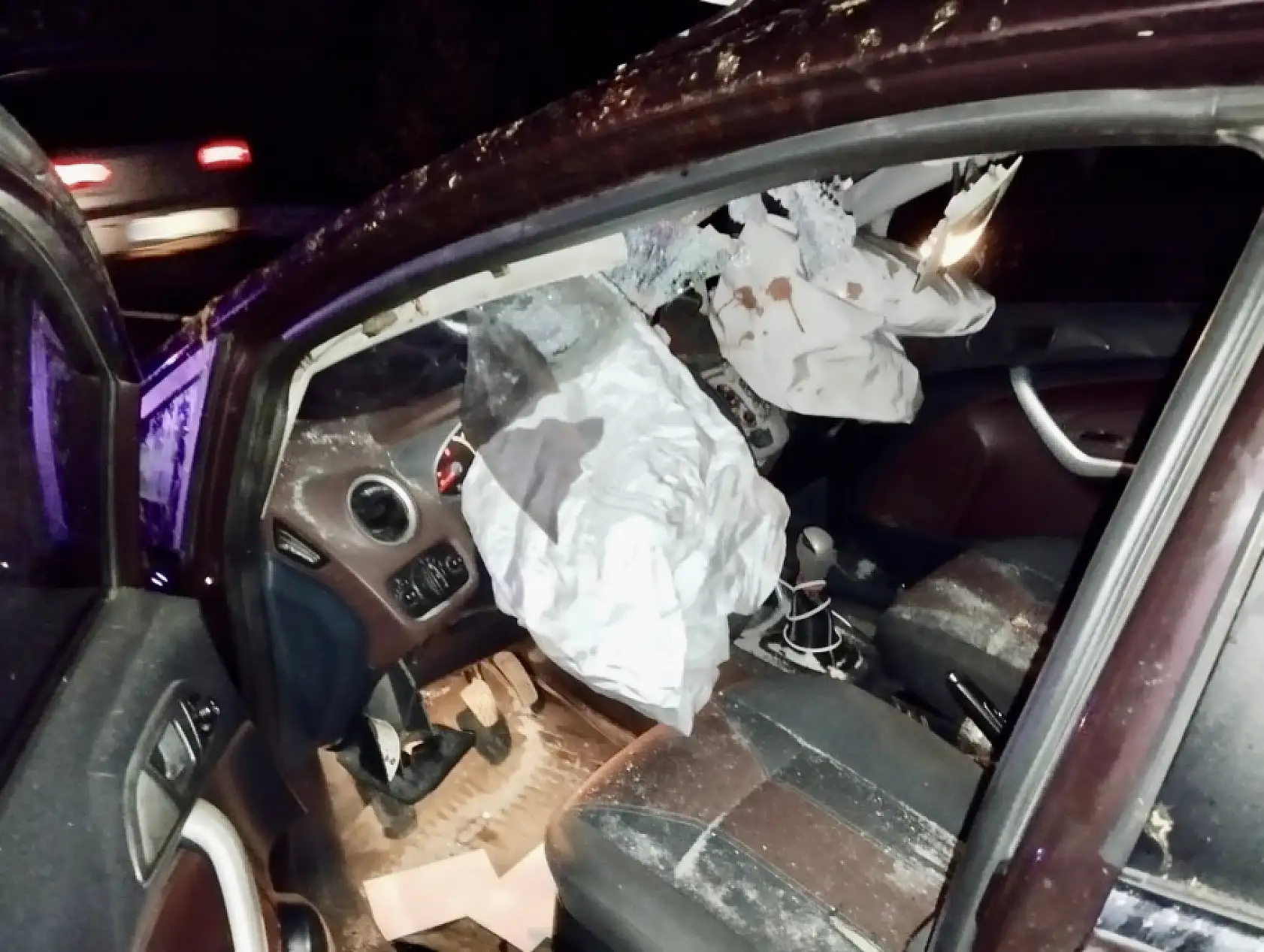 İki araç birden hayvana çarptı