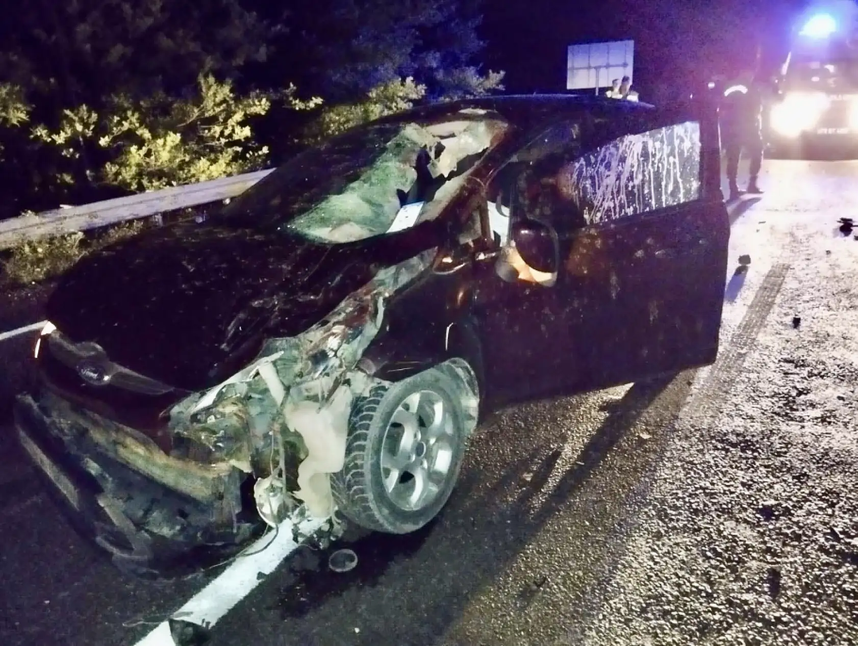 İki araç birden hayvana çarptı