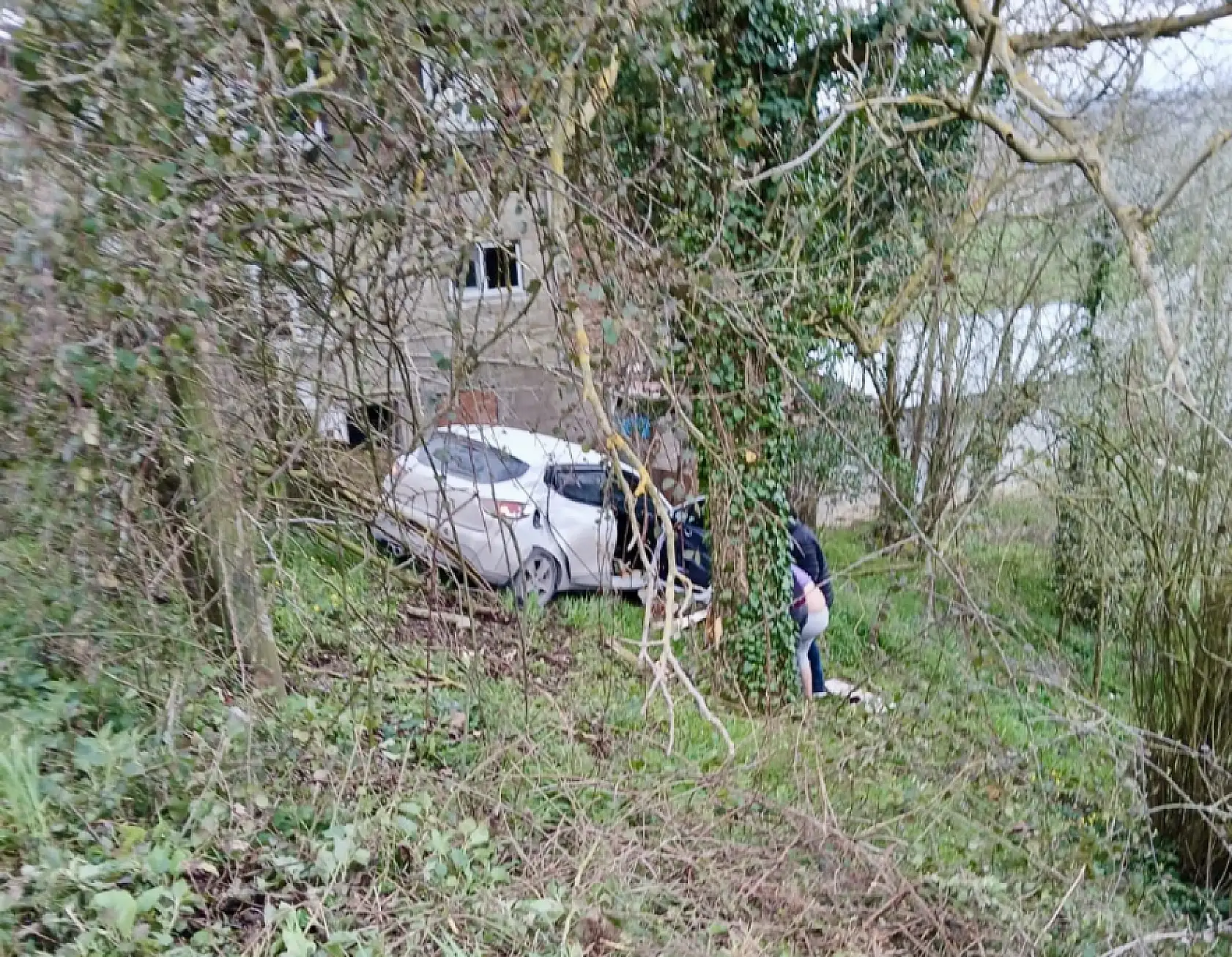 Otomobil bahçeye uçtu