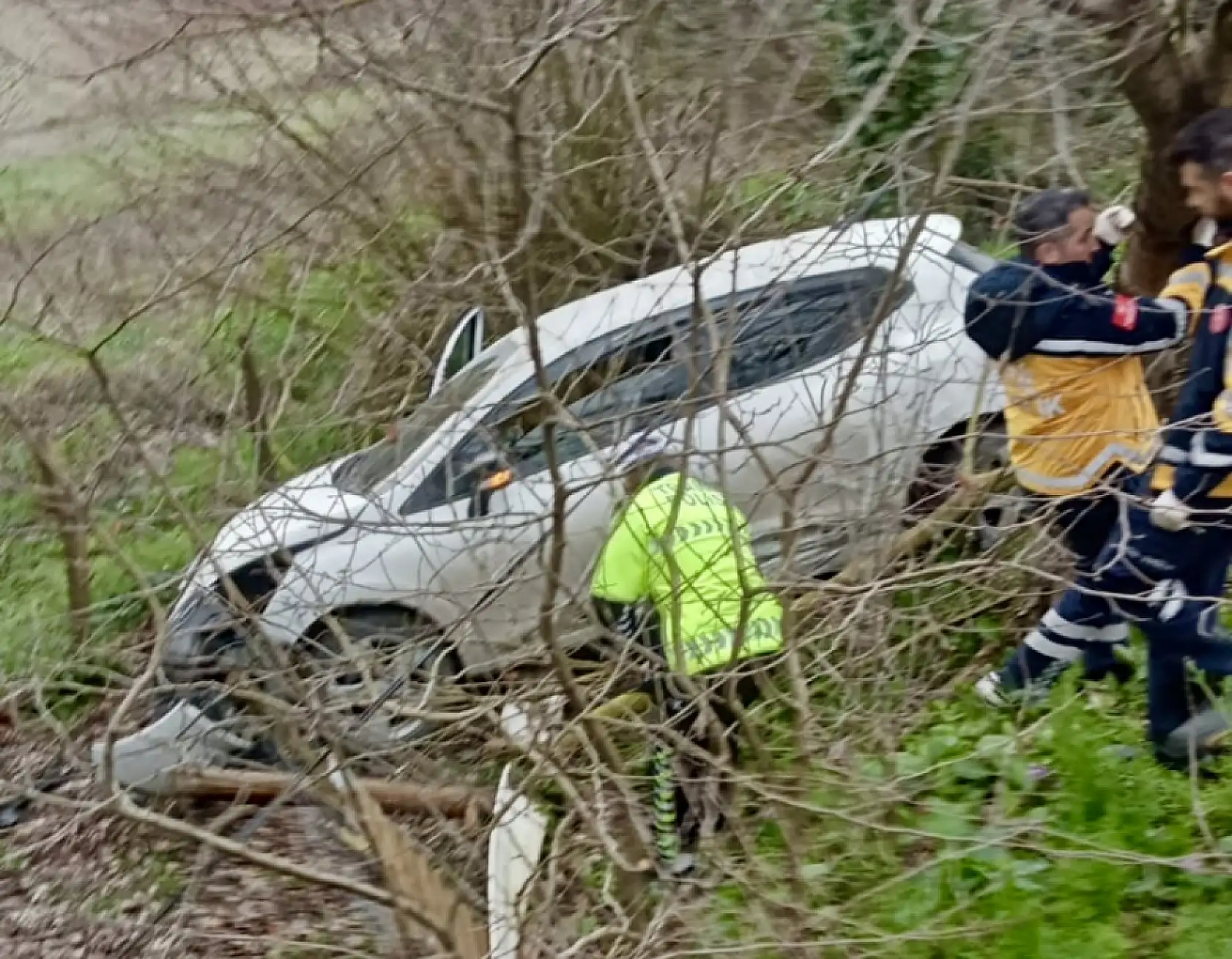 Otomobil bahçeye uçtu