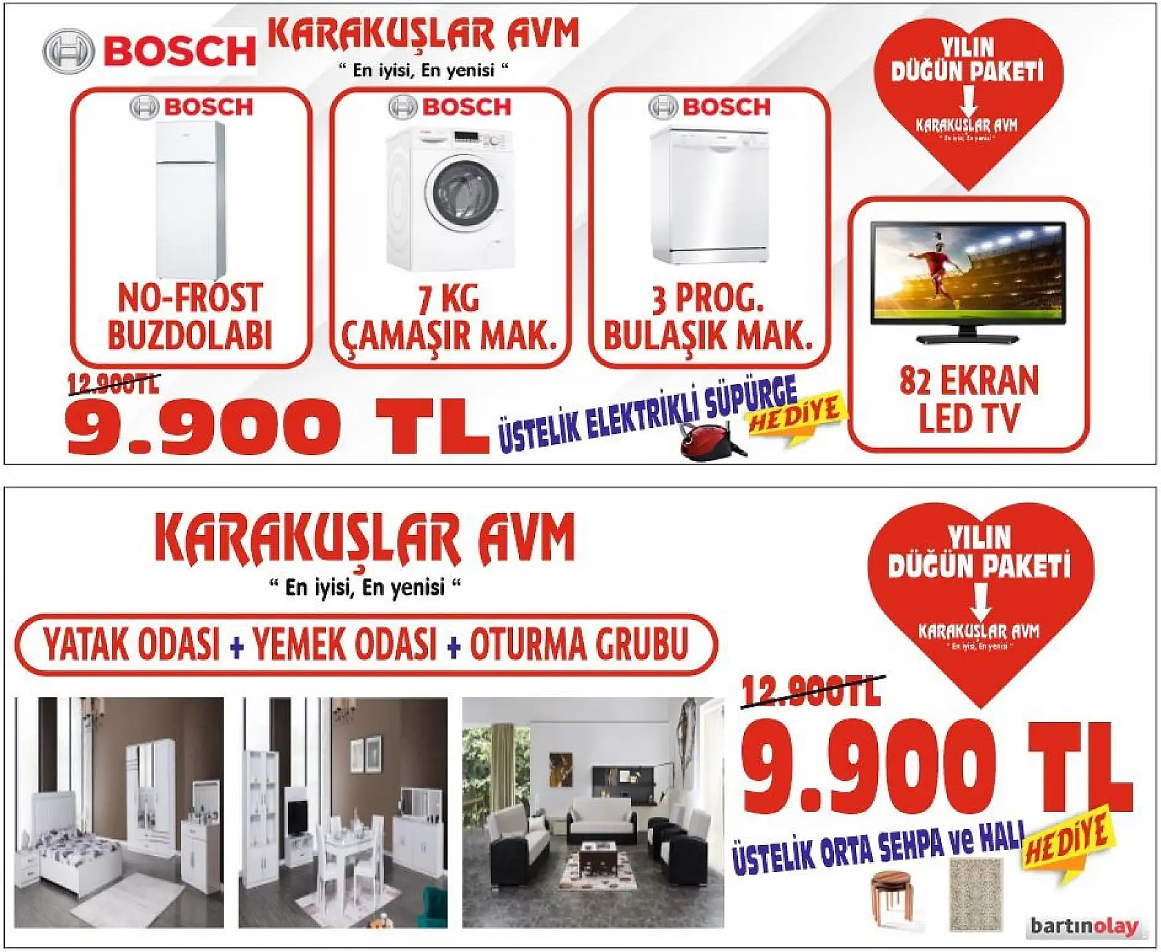 Evinizin tüm ihtiyaçları Karakuşlar AVM'de