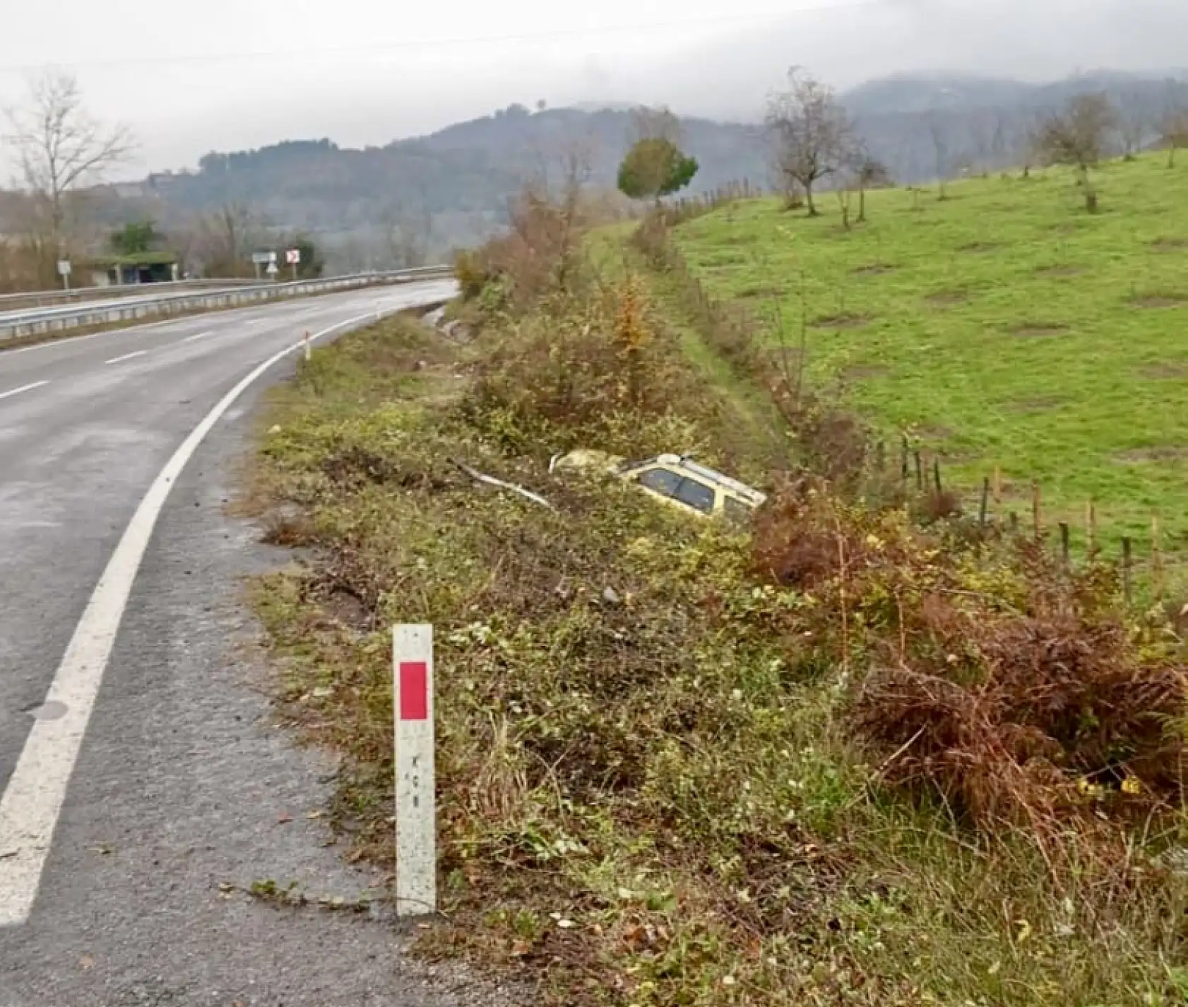 Araç şarampole yuvarlandı