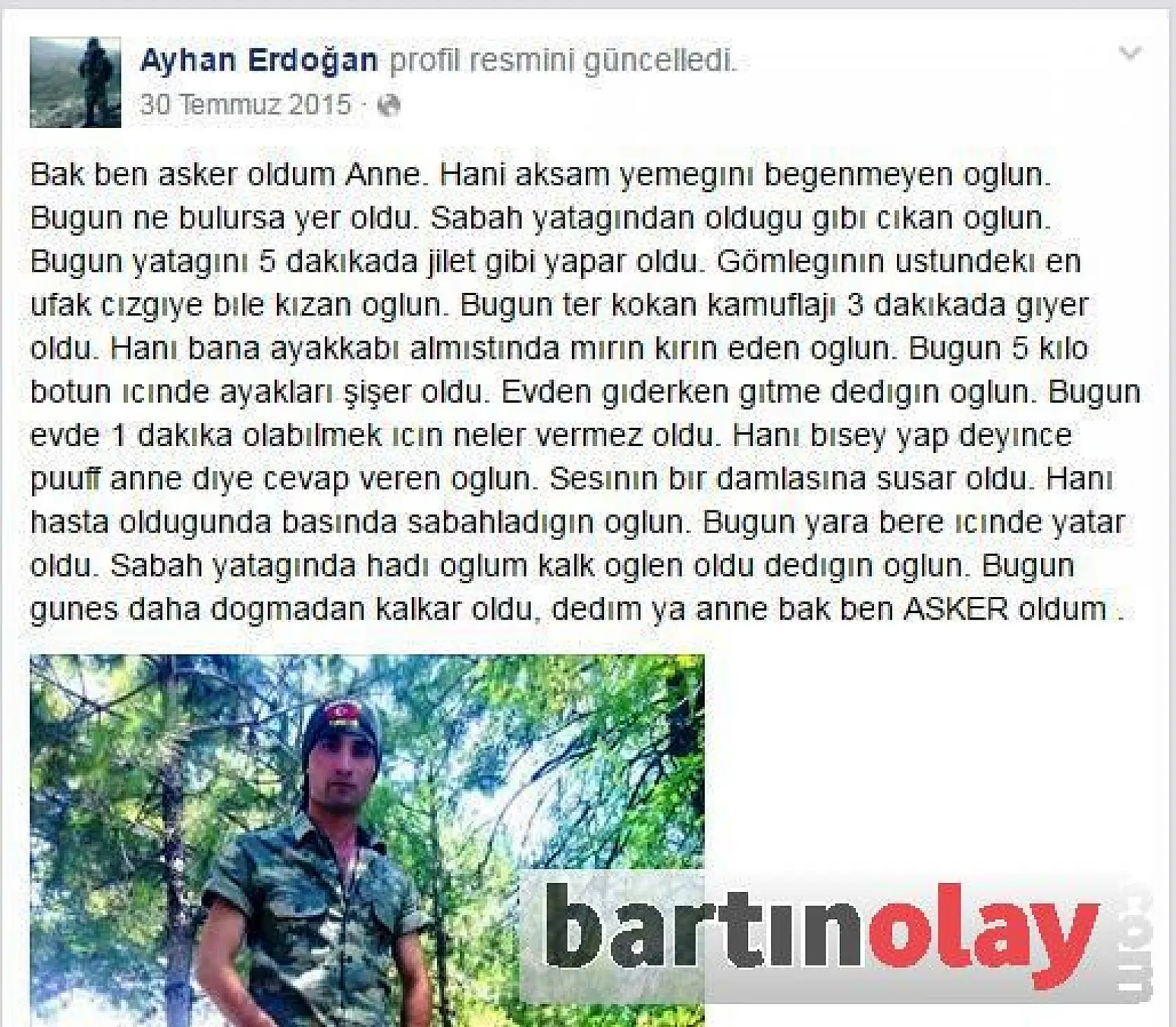 Kozcağızlı Şehidin paylaşımları!