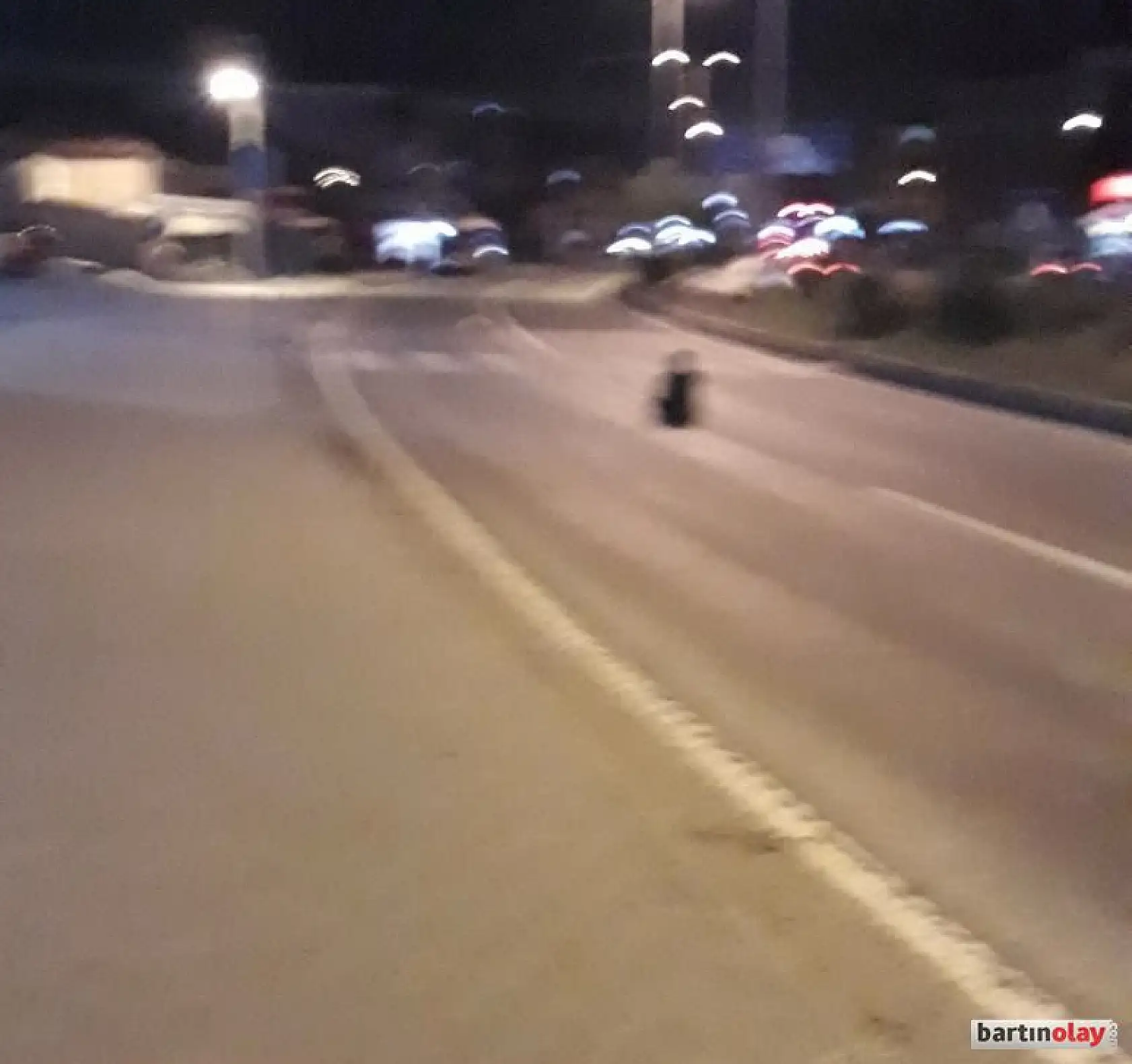 Yolun ortasına oturdu