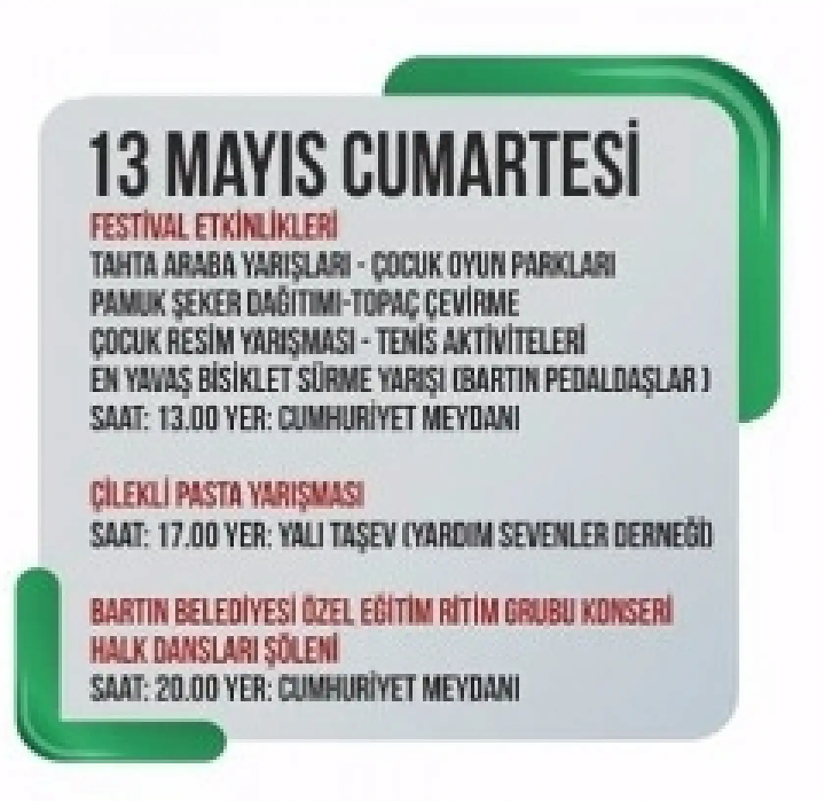 33. Bartın Kültür sanat festivalinin programı