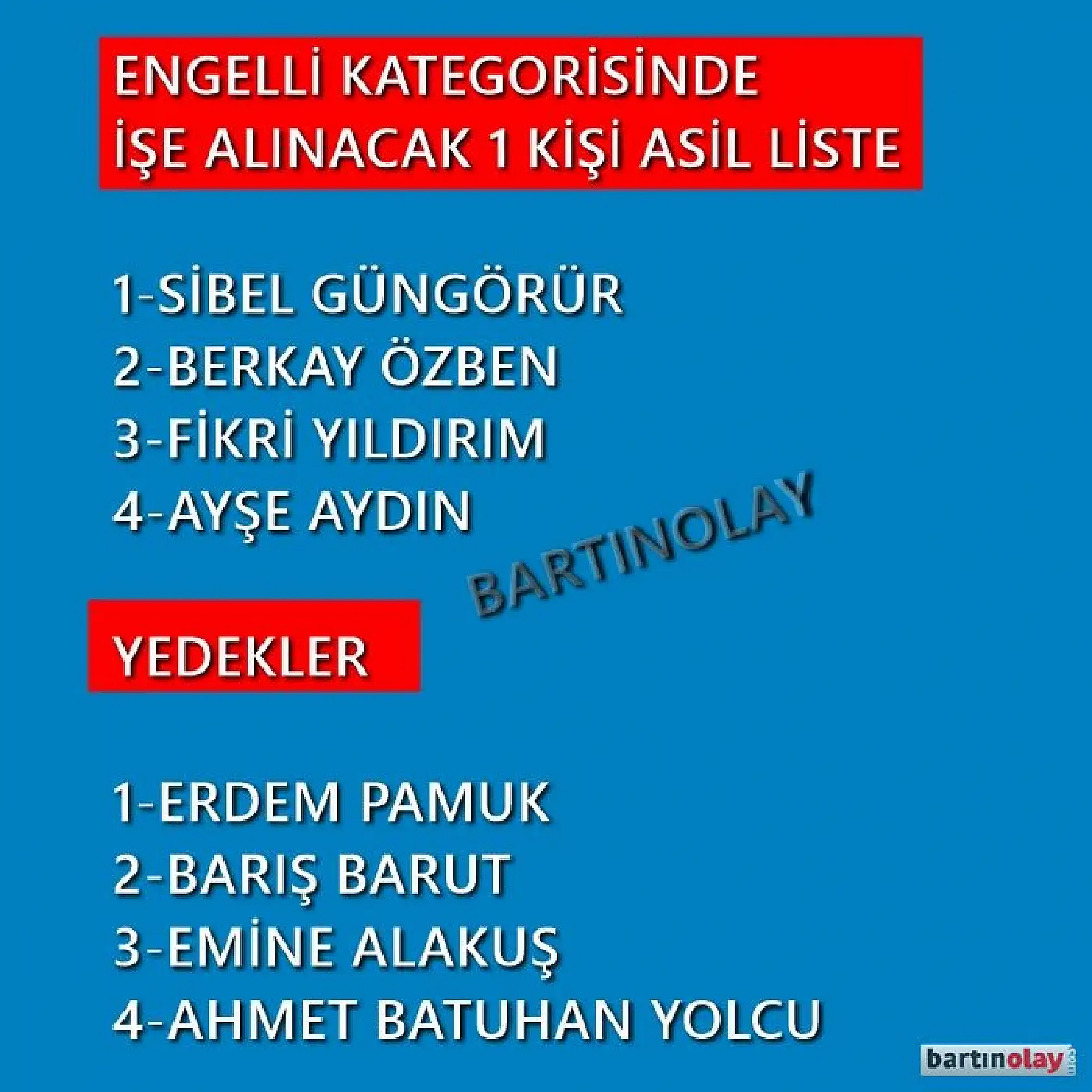 Üniversiteye işçi alımı kura listeleri