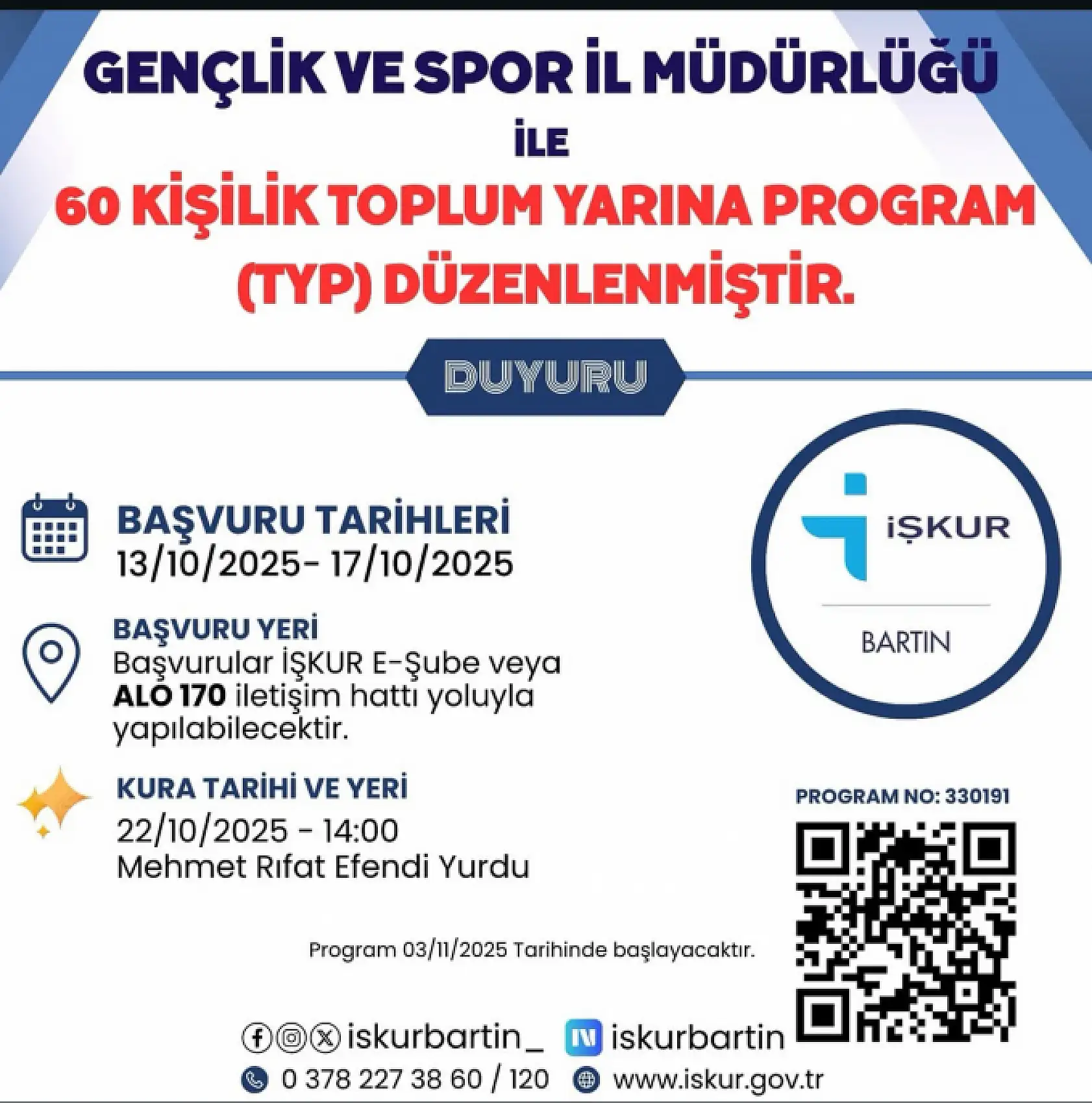 Bartın'da 60 kişi alınacak