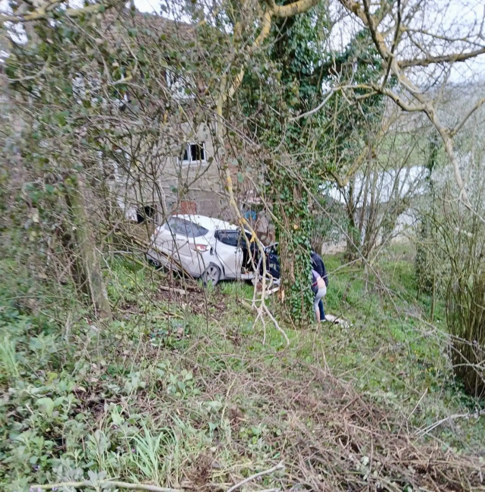 Otomobil bahçeye uçtu