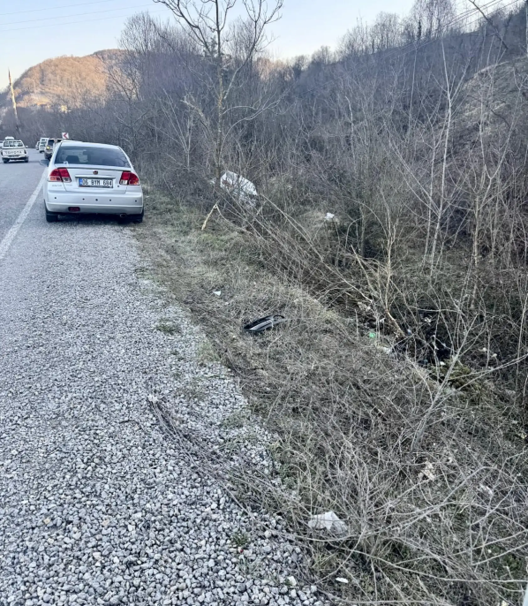 Araç çalılık alana uçtu