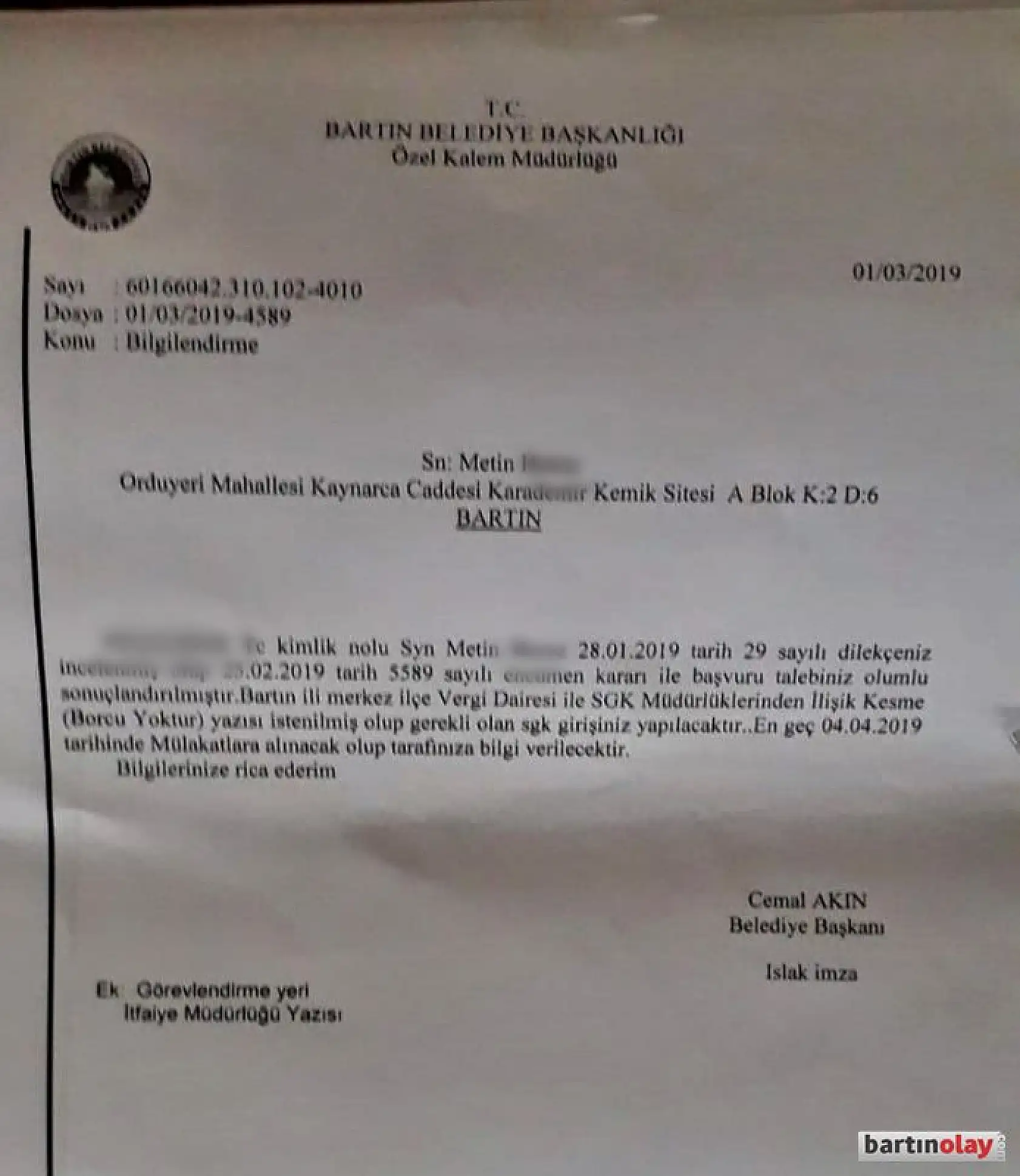 Belediyeye İşe Alma Vaadiyle Dolandırıcılık 