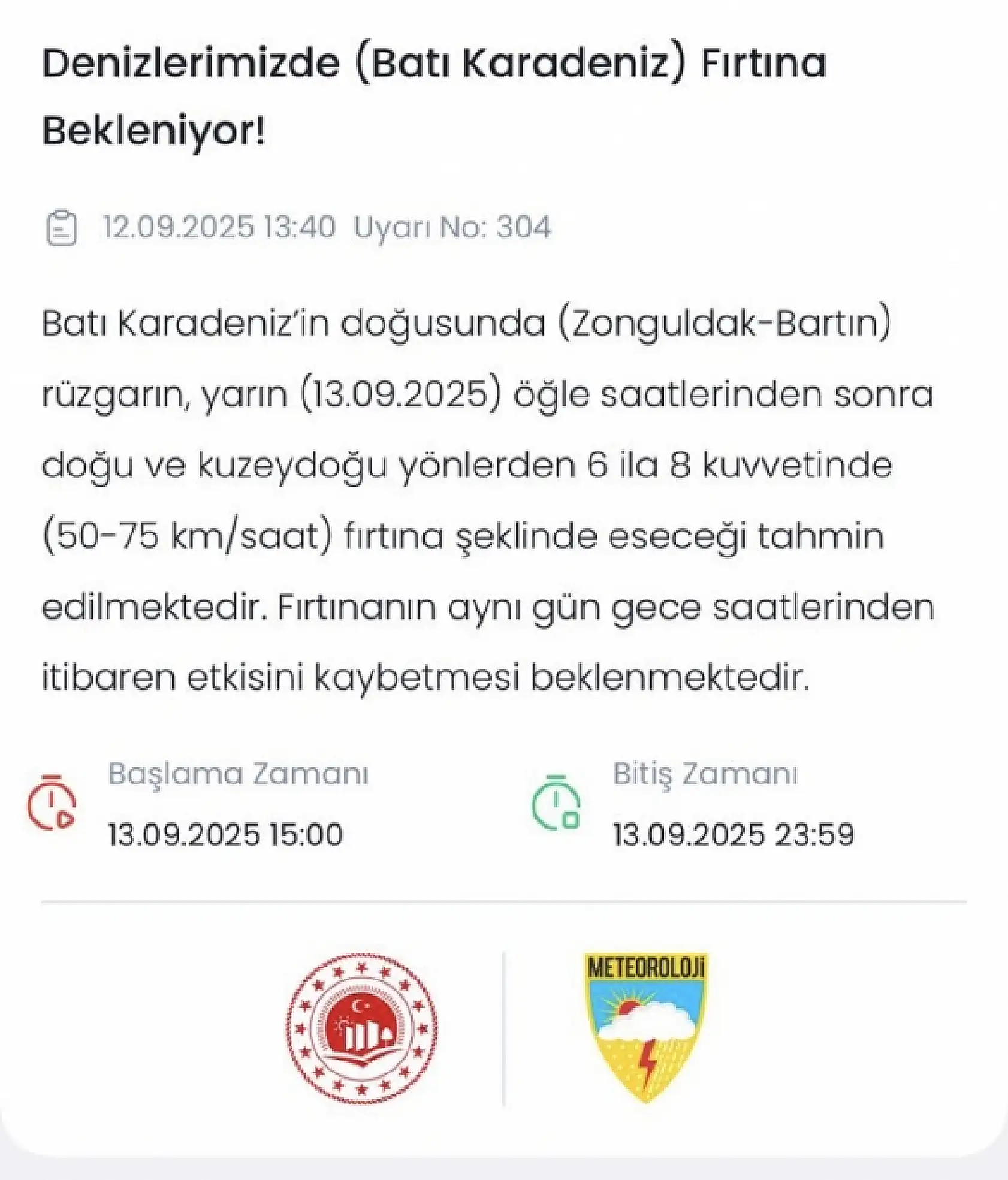 Batı Karadeniz'de fırtına alarmı