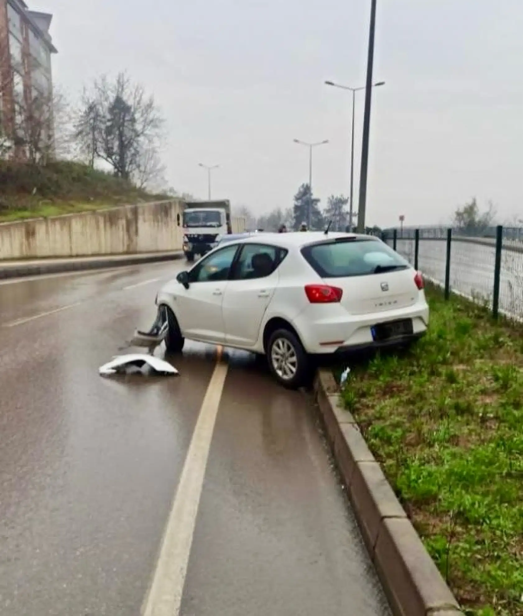 Kayan araç orta refüje çıktı