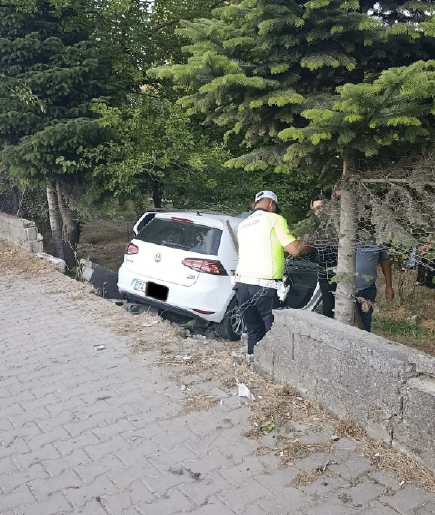 Otomobil bahçeye uçtu