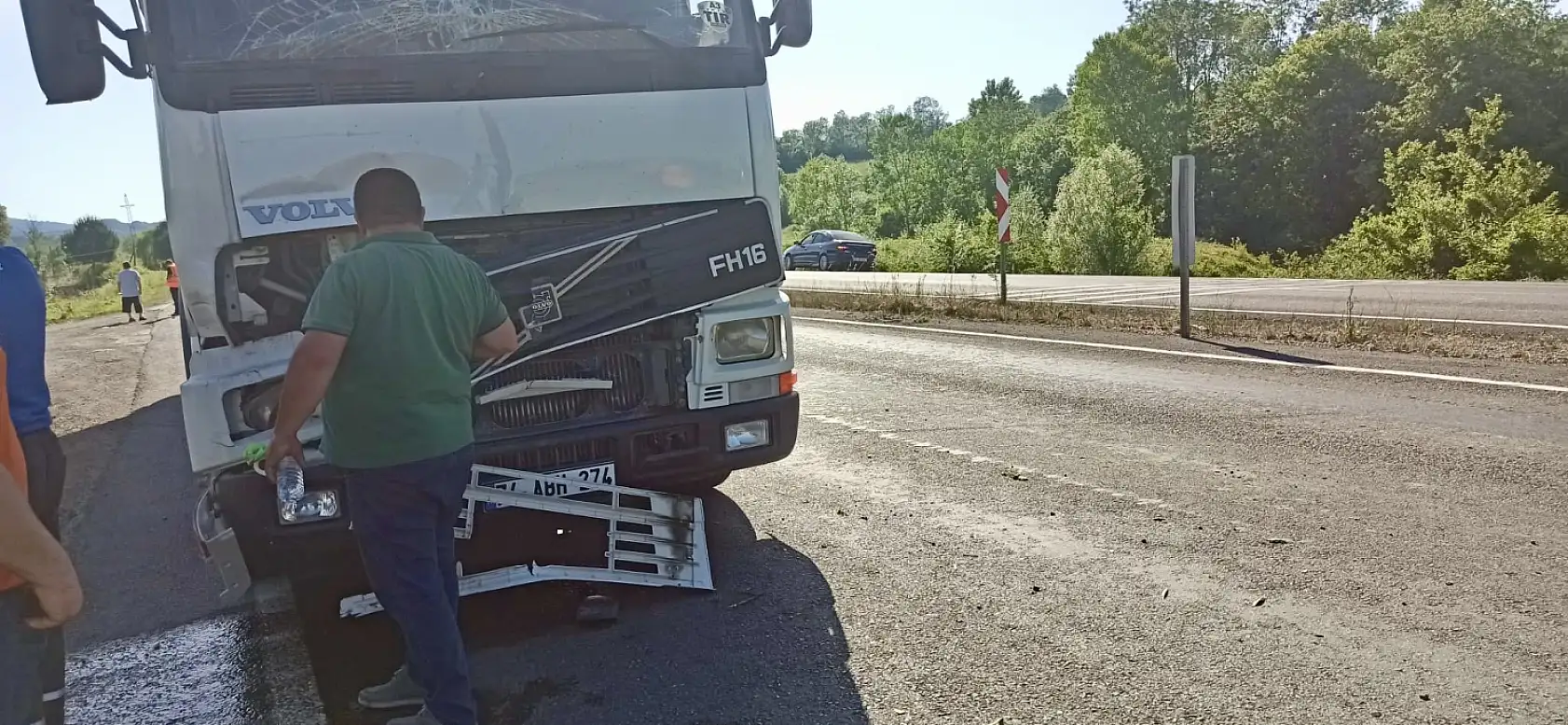 Tüp kamyonu devrildi