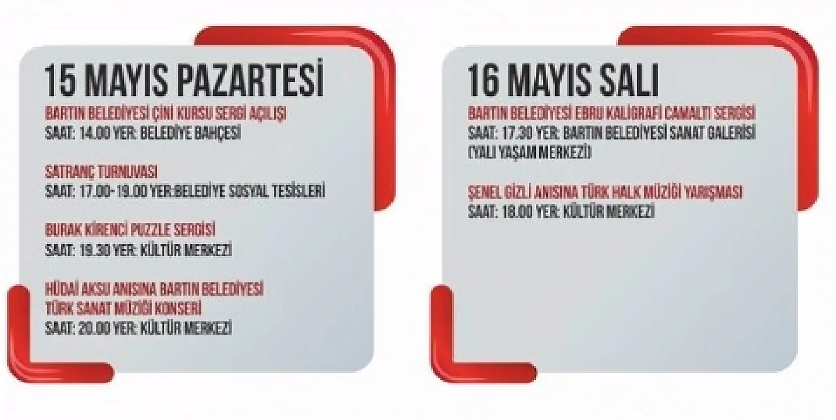 33. Bartın Kültür sanat festivalinin programı