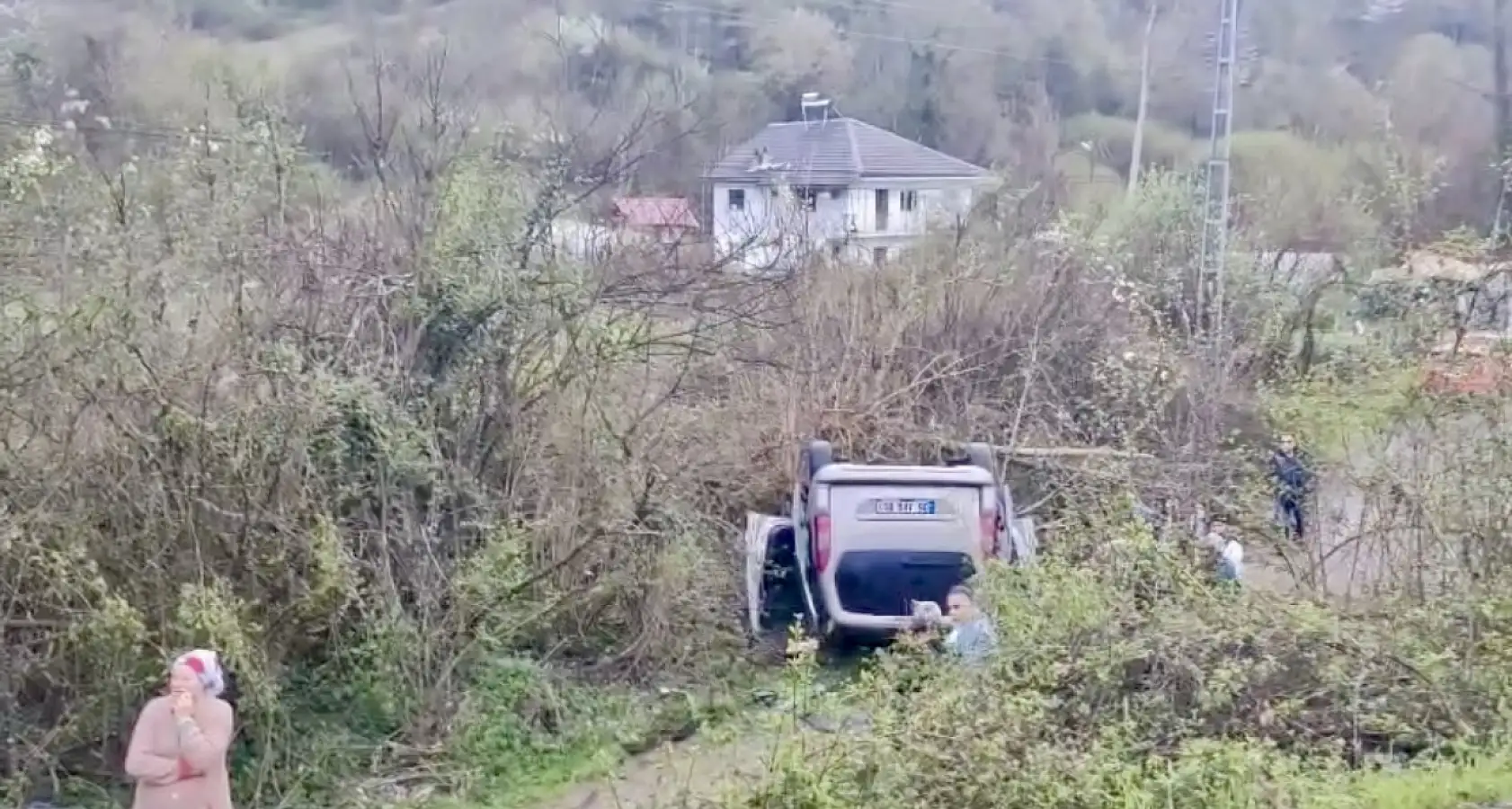 Ticari araç şarampole yuvarlandı