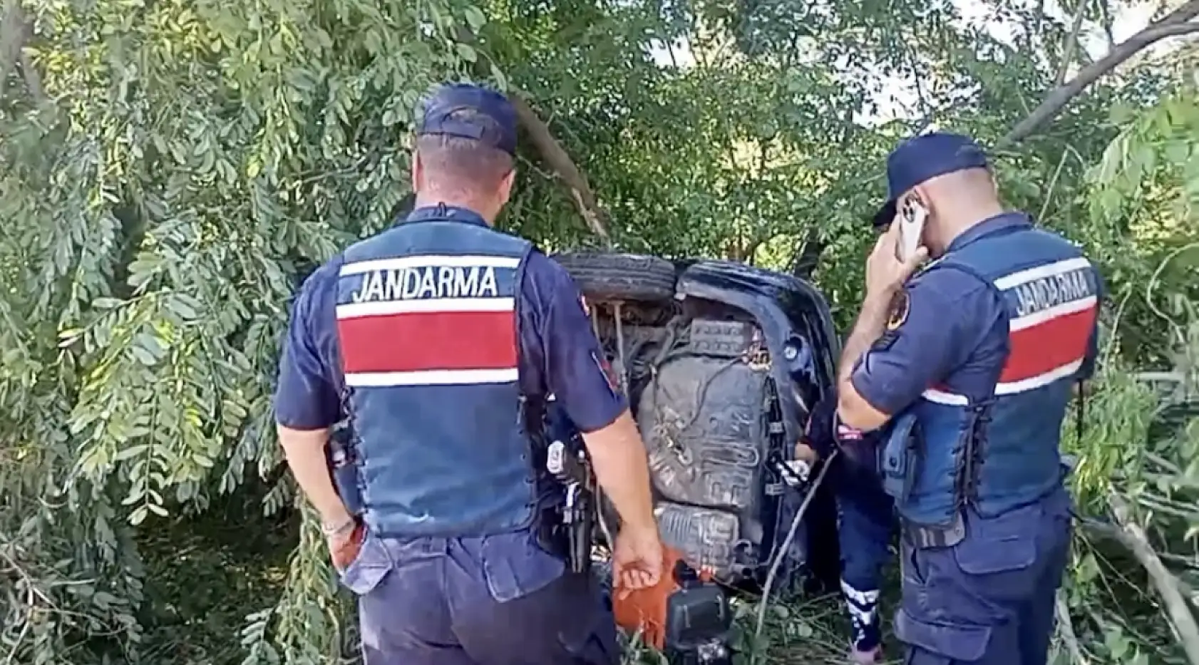 Yoldan çıktı, ağaca çarptı