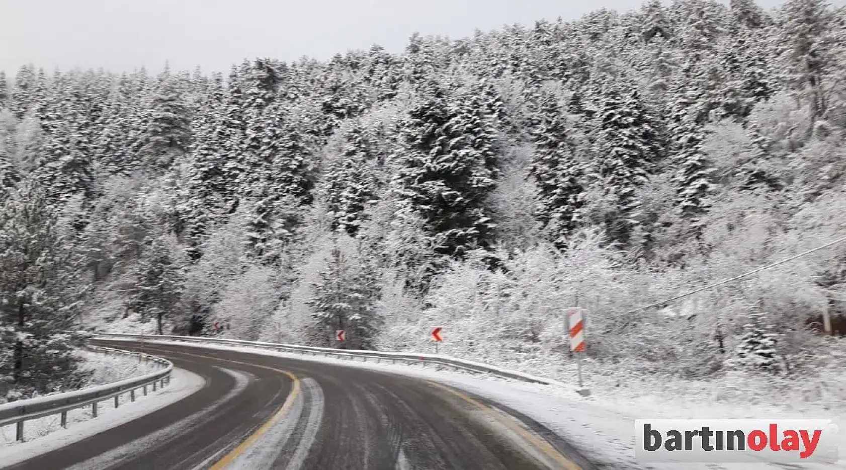 Bartın Safranbolu yolunda kar manzaraları