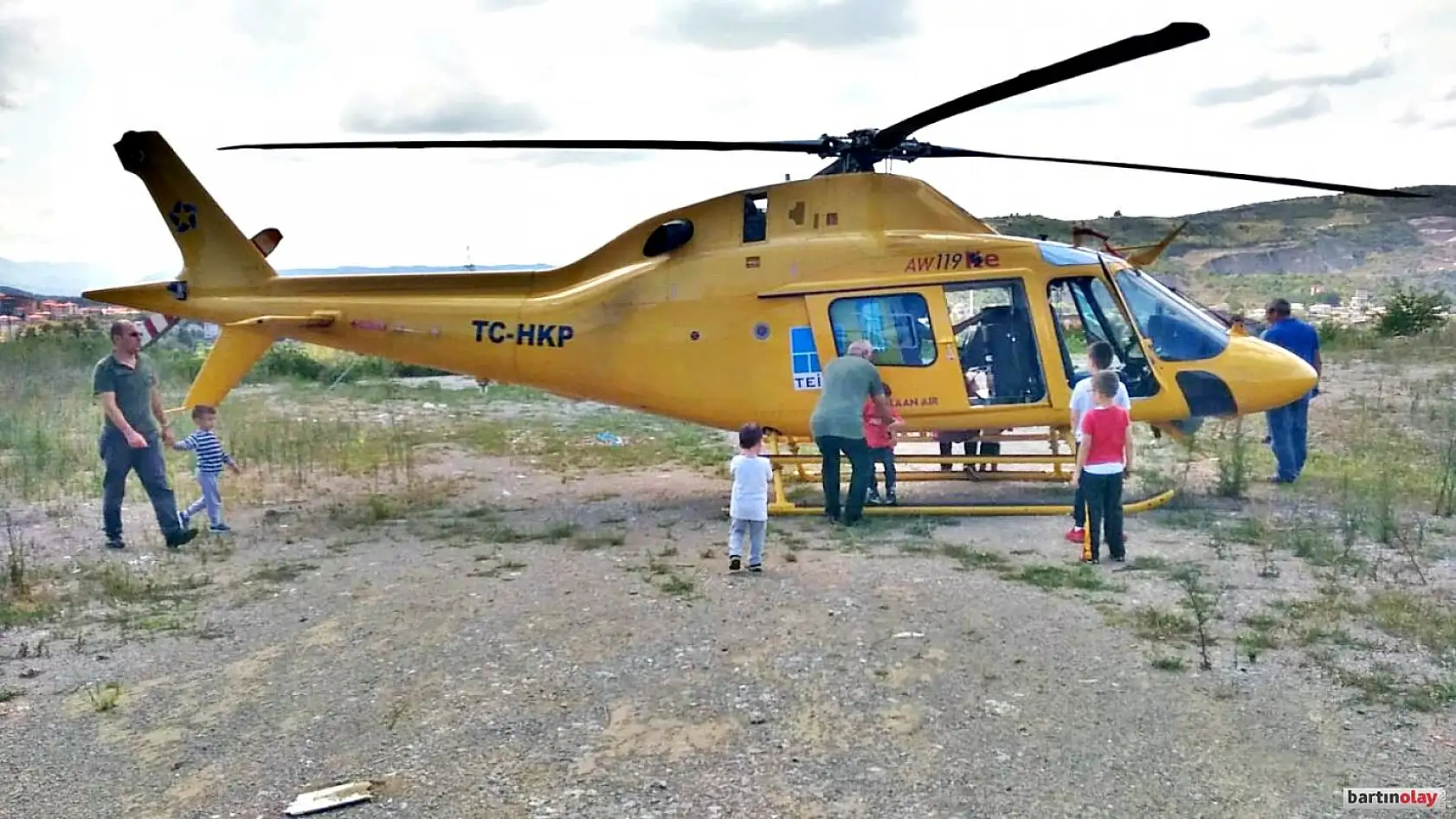 Bartın'da merak uyandıran helikopter
