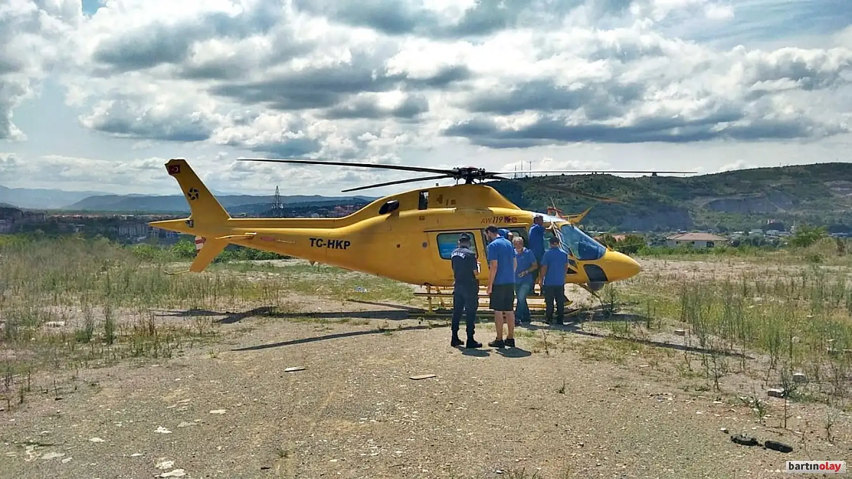 Bartın'da merak uyandıran helikopter