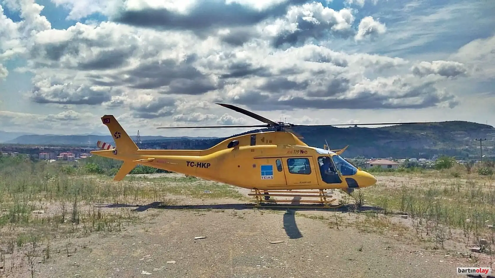 Bartın'da merak uyandıran helikopter