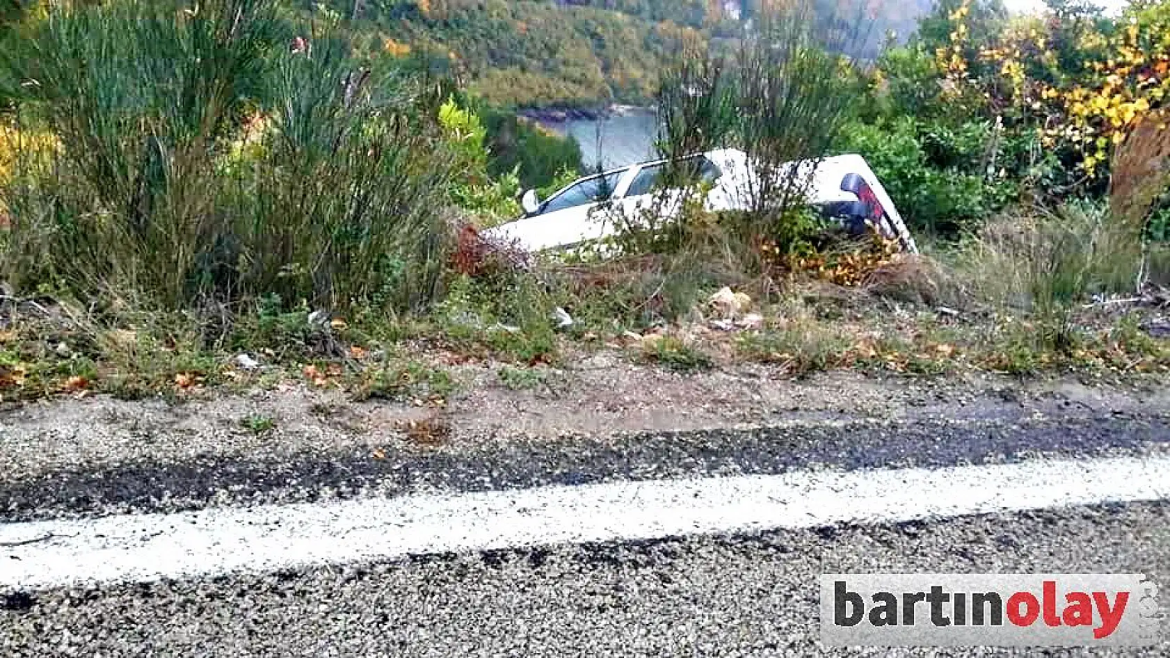 Otomobil şarampole devrildi