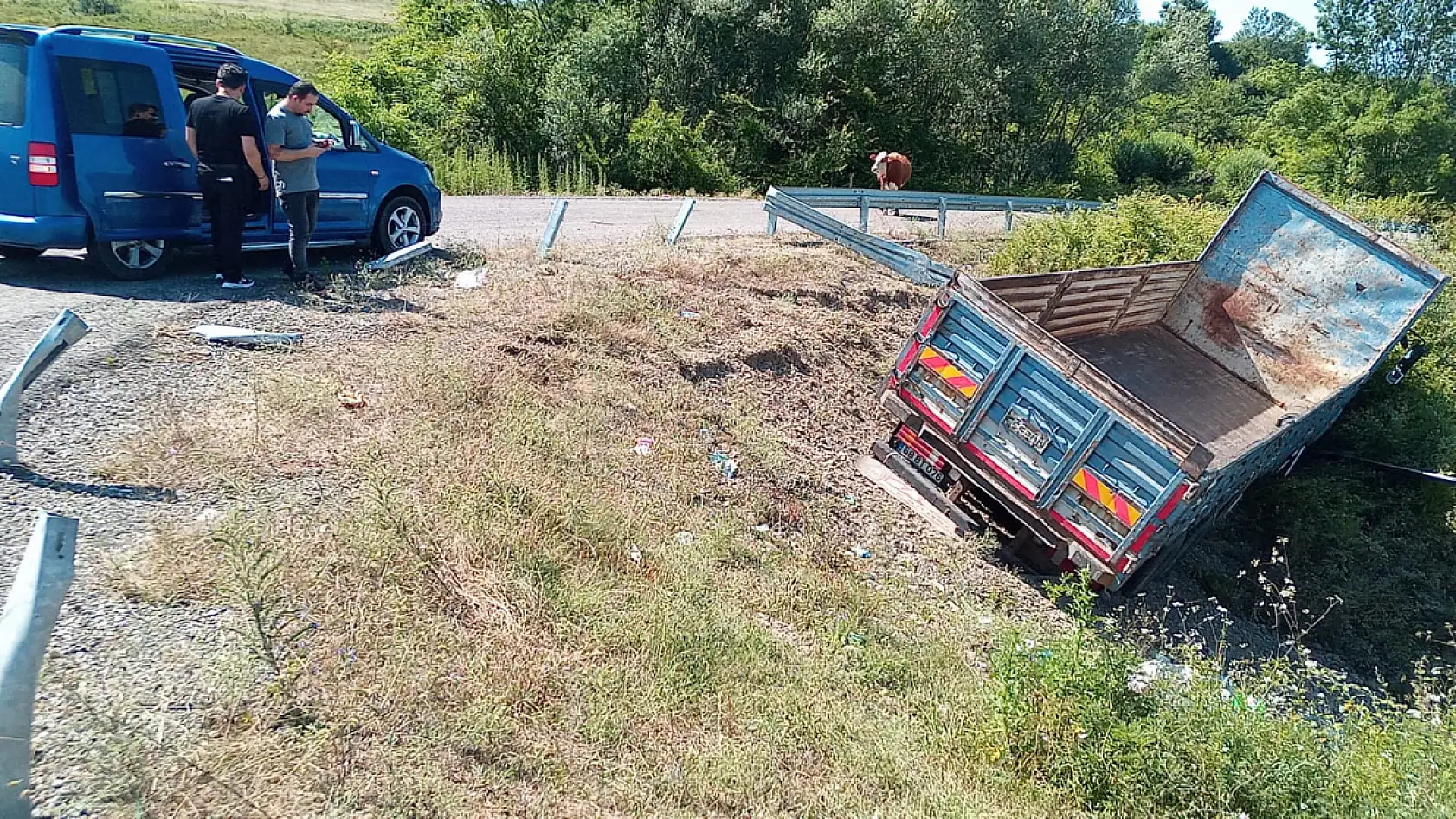 Yoldan Çıktı, şarampole devrildi