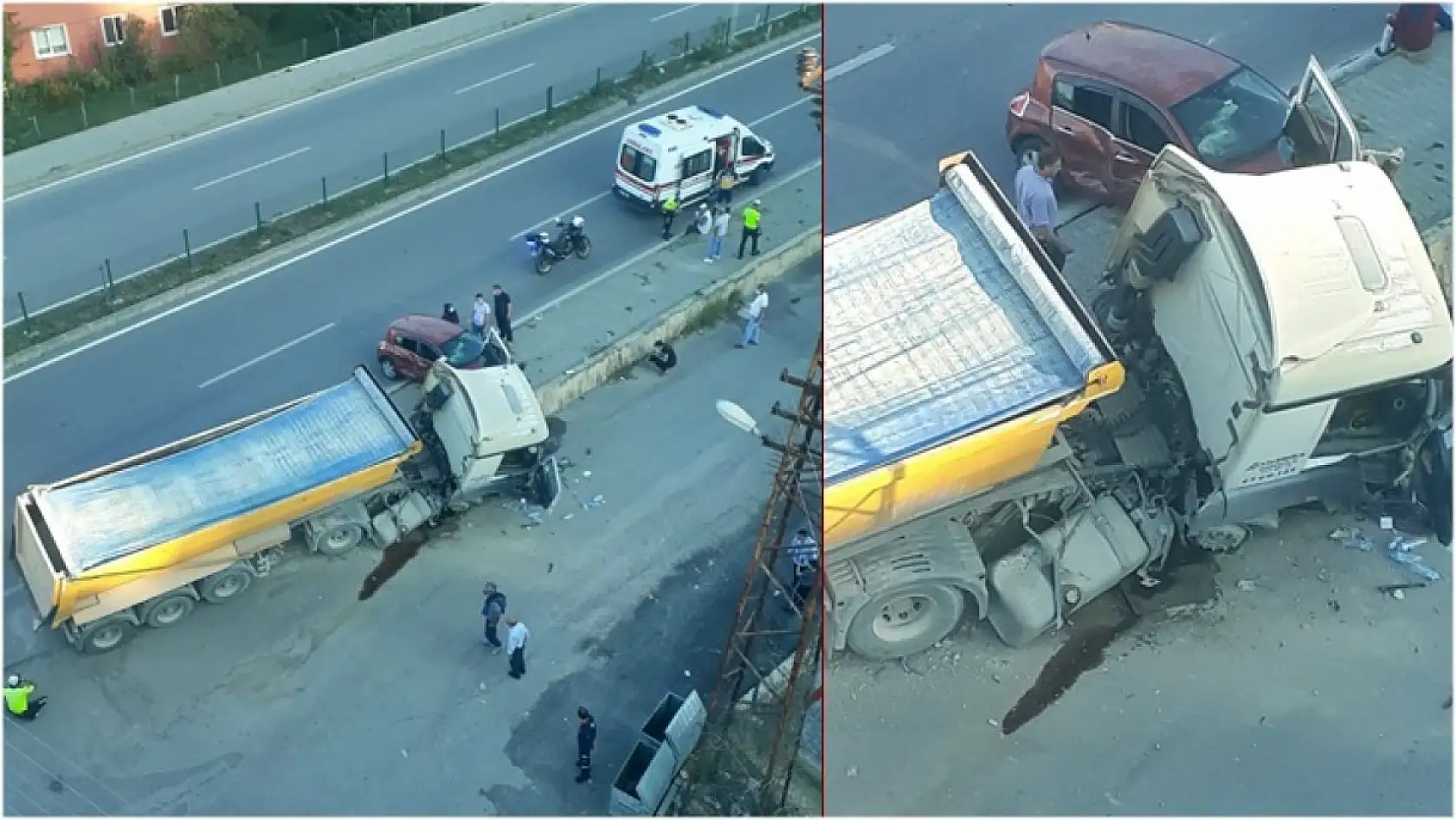 Tır ile otomobil çarpıştı