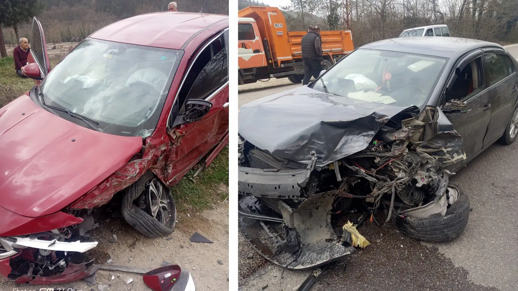 Üç otomobil kötü çarpıştı