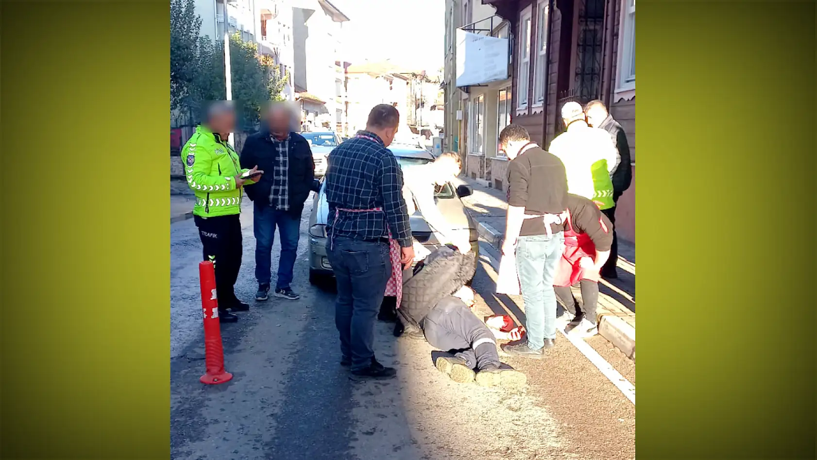 Belediye personeline araba çarptı