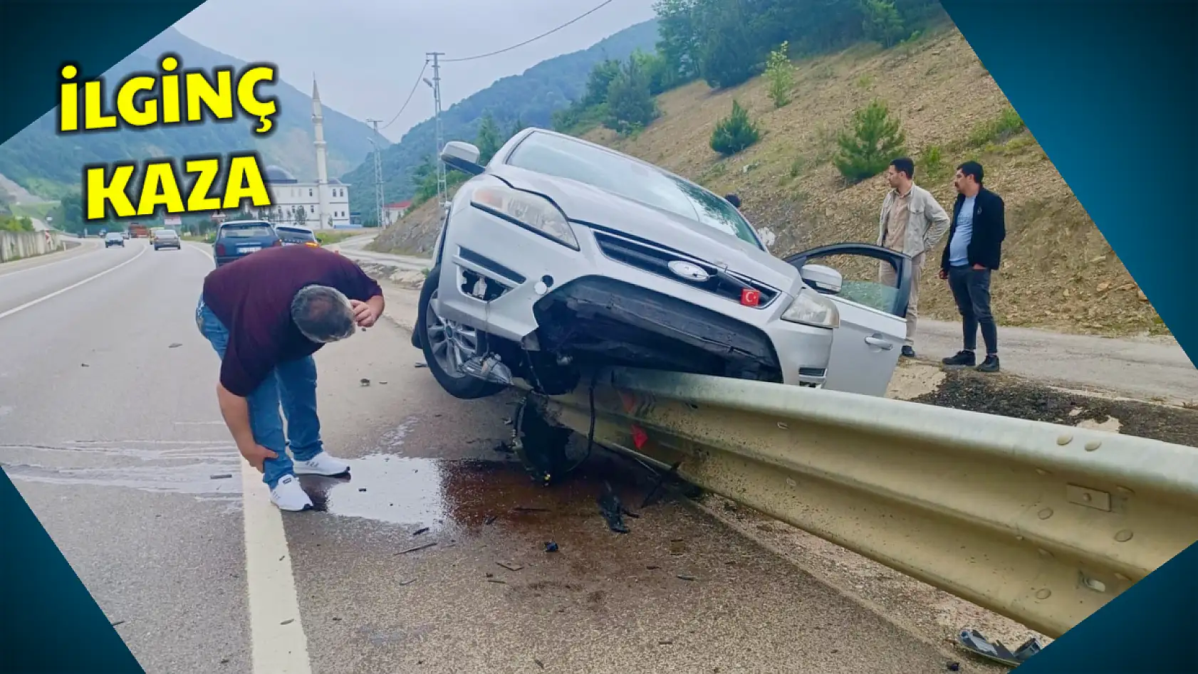 Araç Bariyerlerin üzerine çıktı