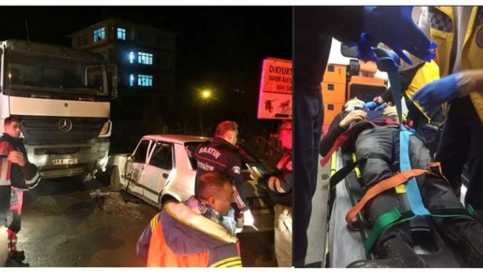 Beton mikseri otomobil ile çarpıştı